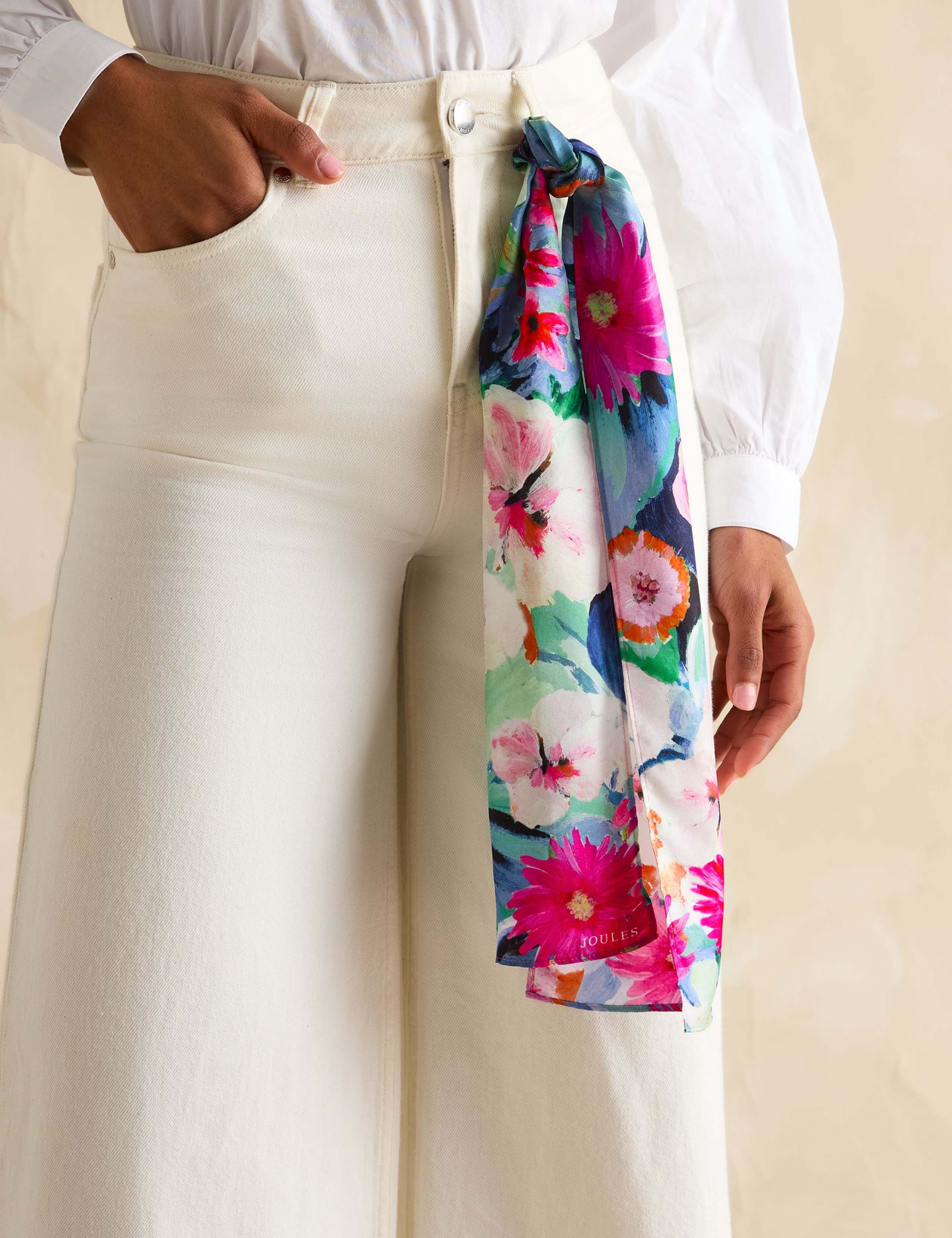 Pure Silk Floral Skinny Scarf 3 of 5