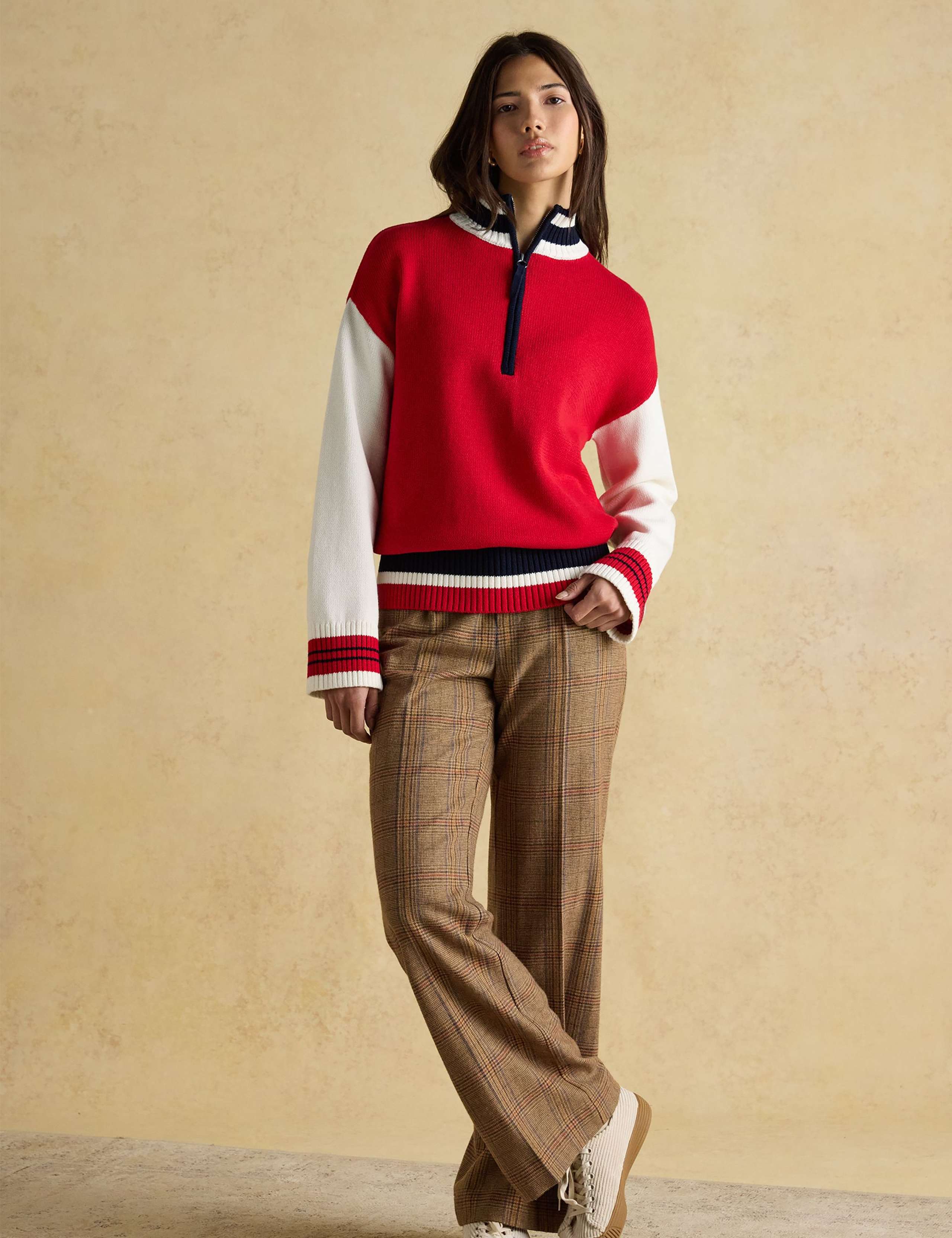 Pure Cotton Varsity Half Zip Jumper 2 of 5