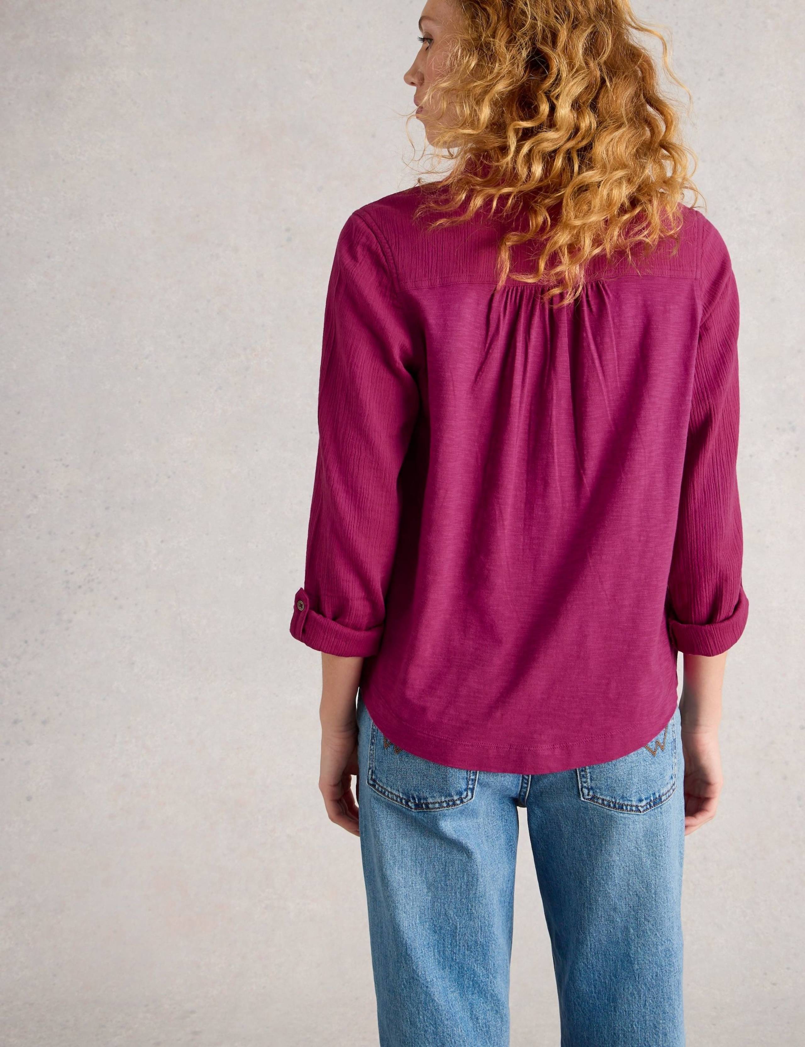 Pure Cotton Textured Collared V-Neck Shirt 4 of 6