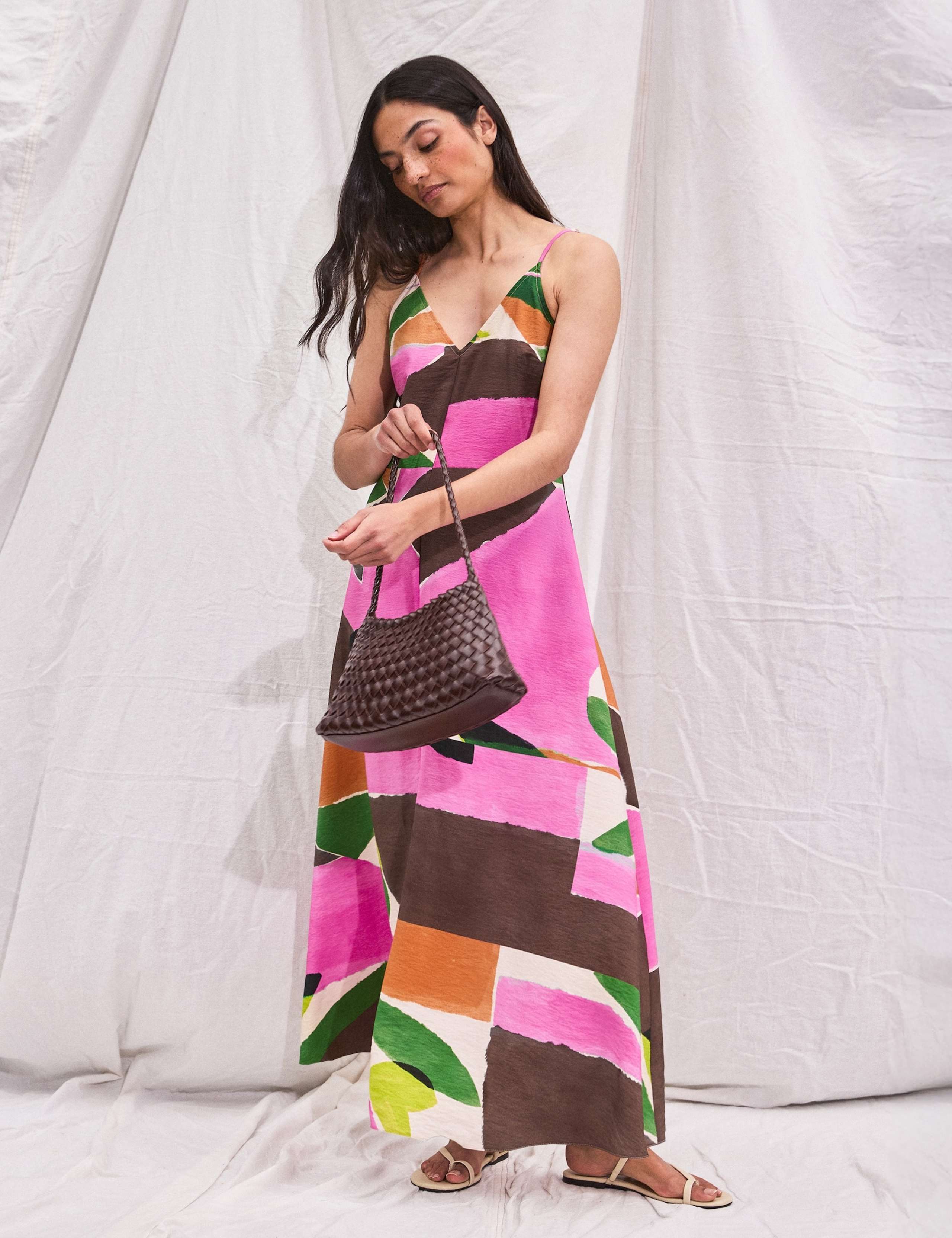 Geometric V-Neck Strappy Maxi Slip Dress 2 of 5