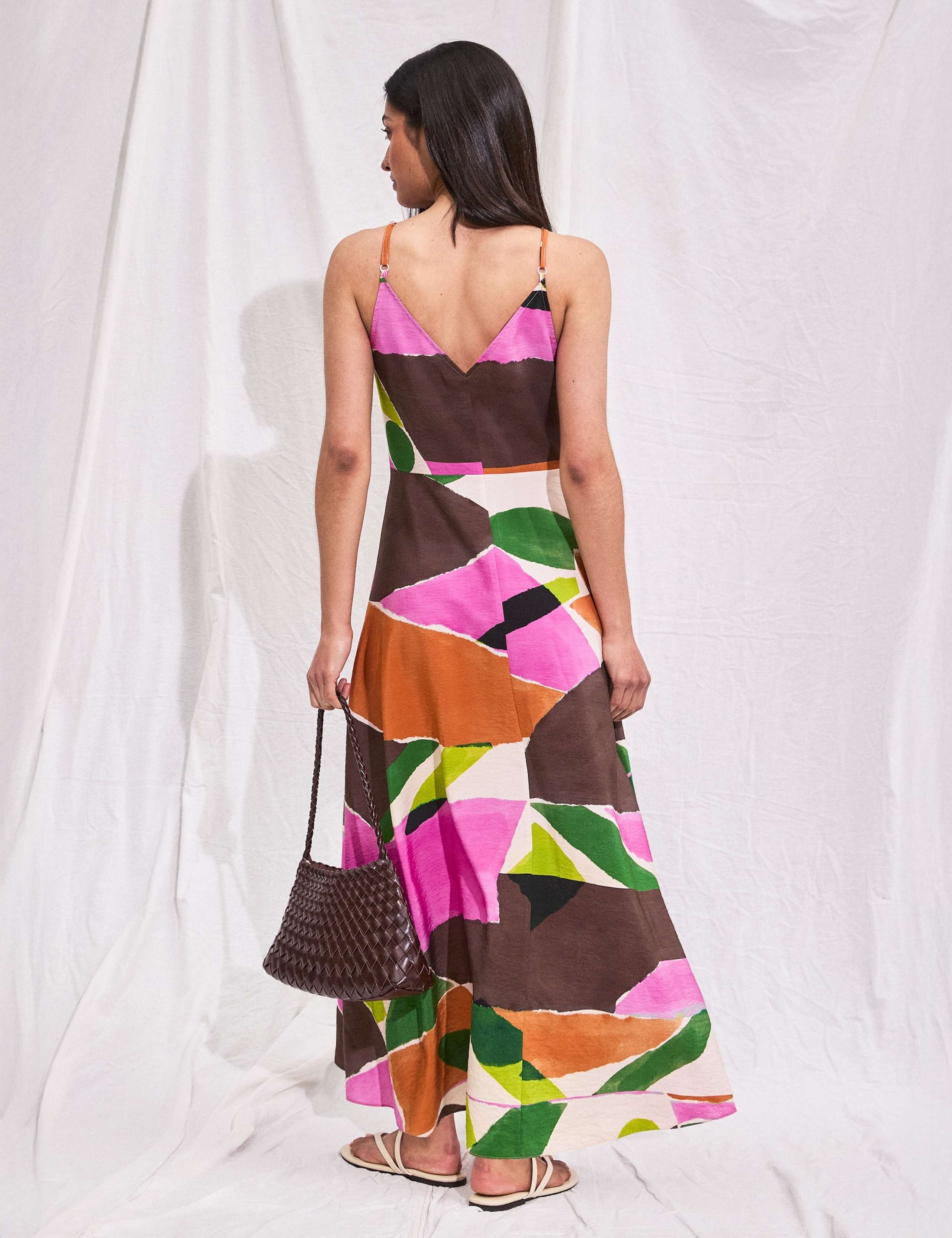 Geometric V-Neck Strappy Maxi Slip Dress 3 of 5