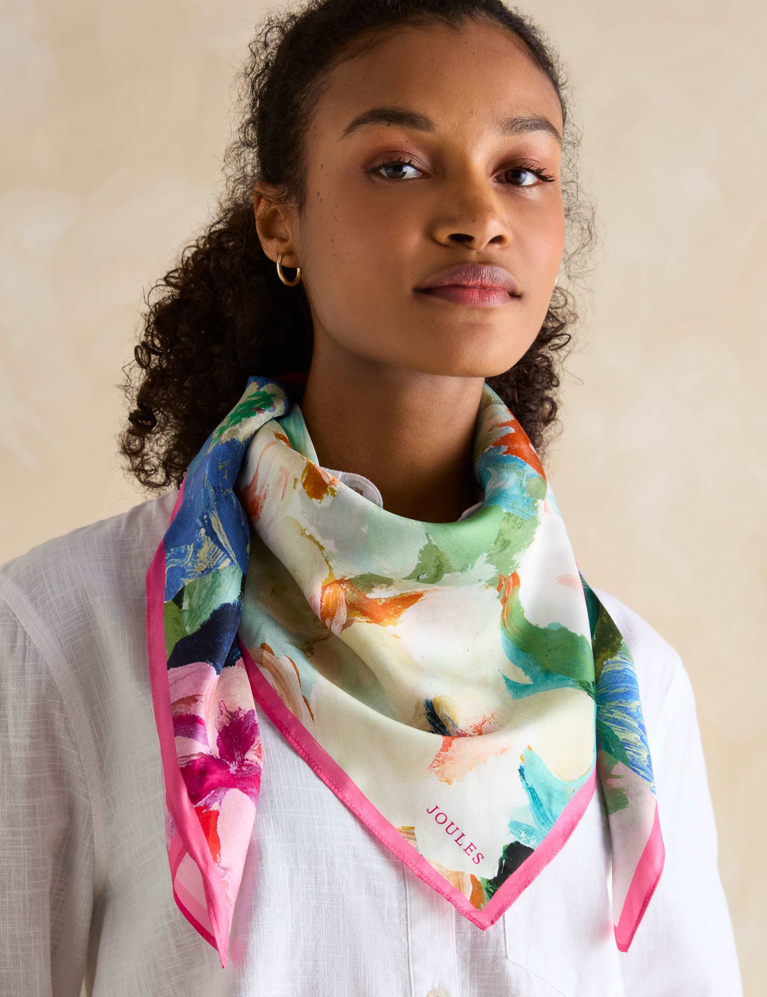 Pure Silk Floral Scarf 5 of 5