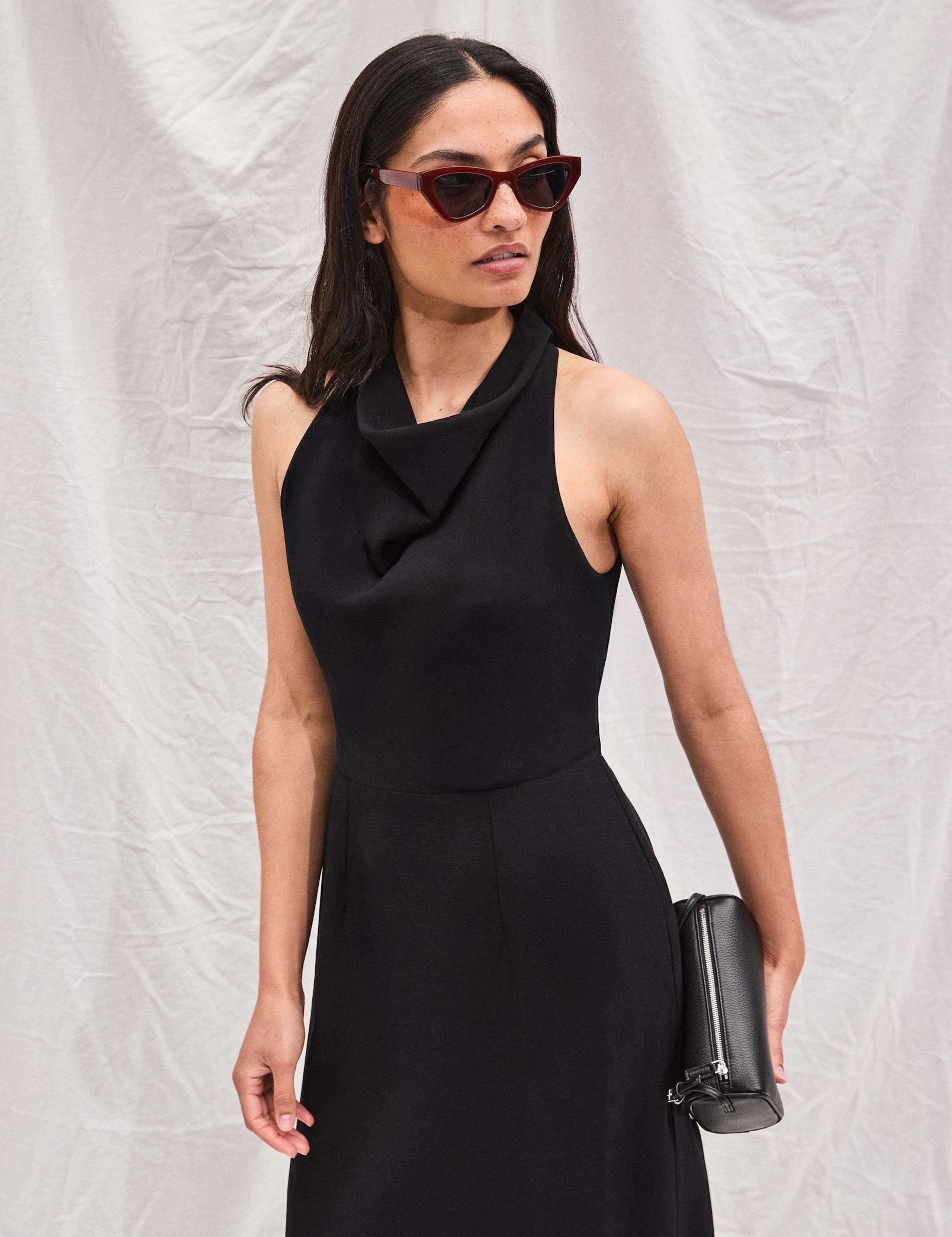 Cowl Neck Midaxi Column Dress with Linen 4 of 5