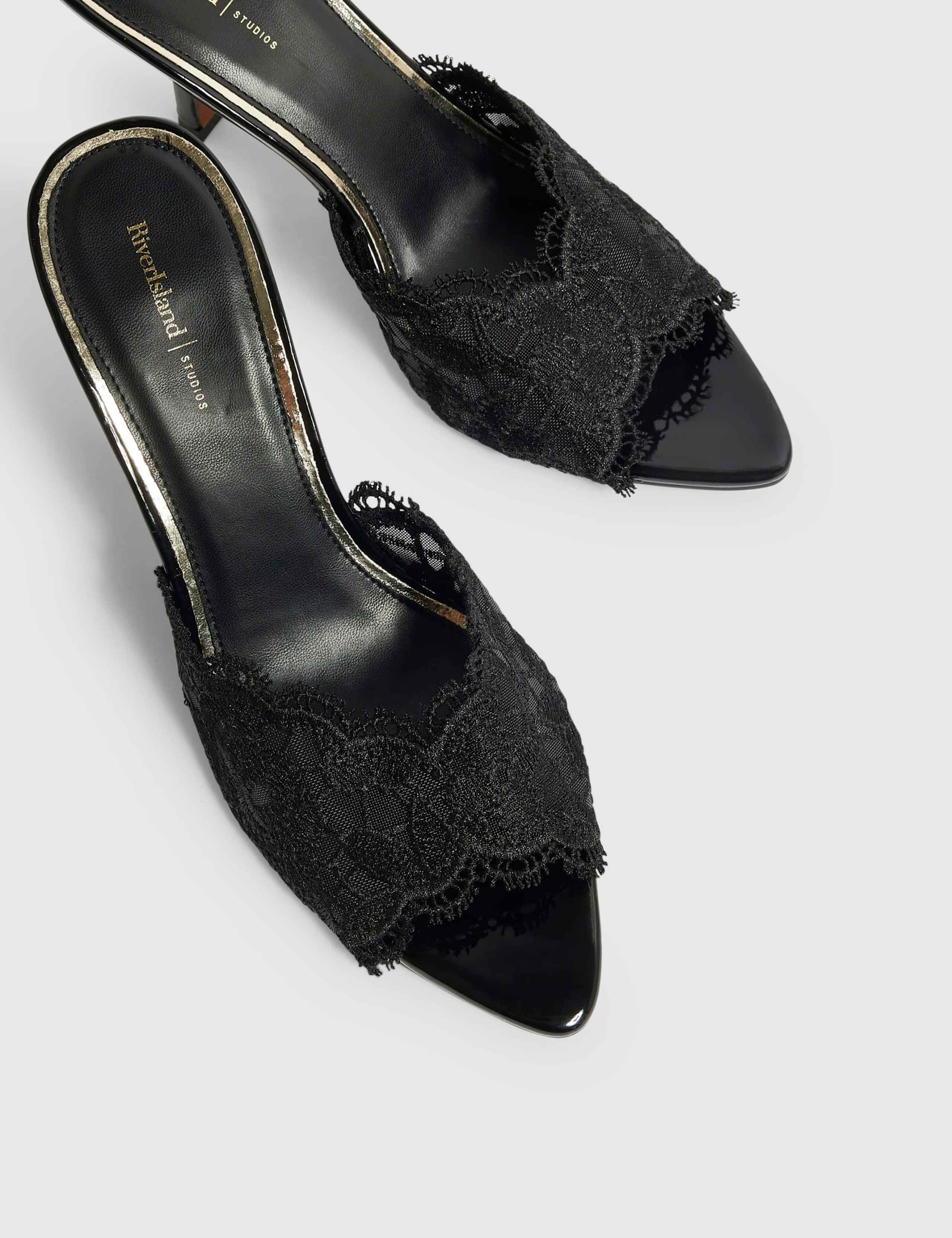 Faux Leather Peep Toe Mule Sandals 3 of 5