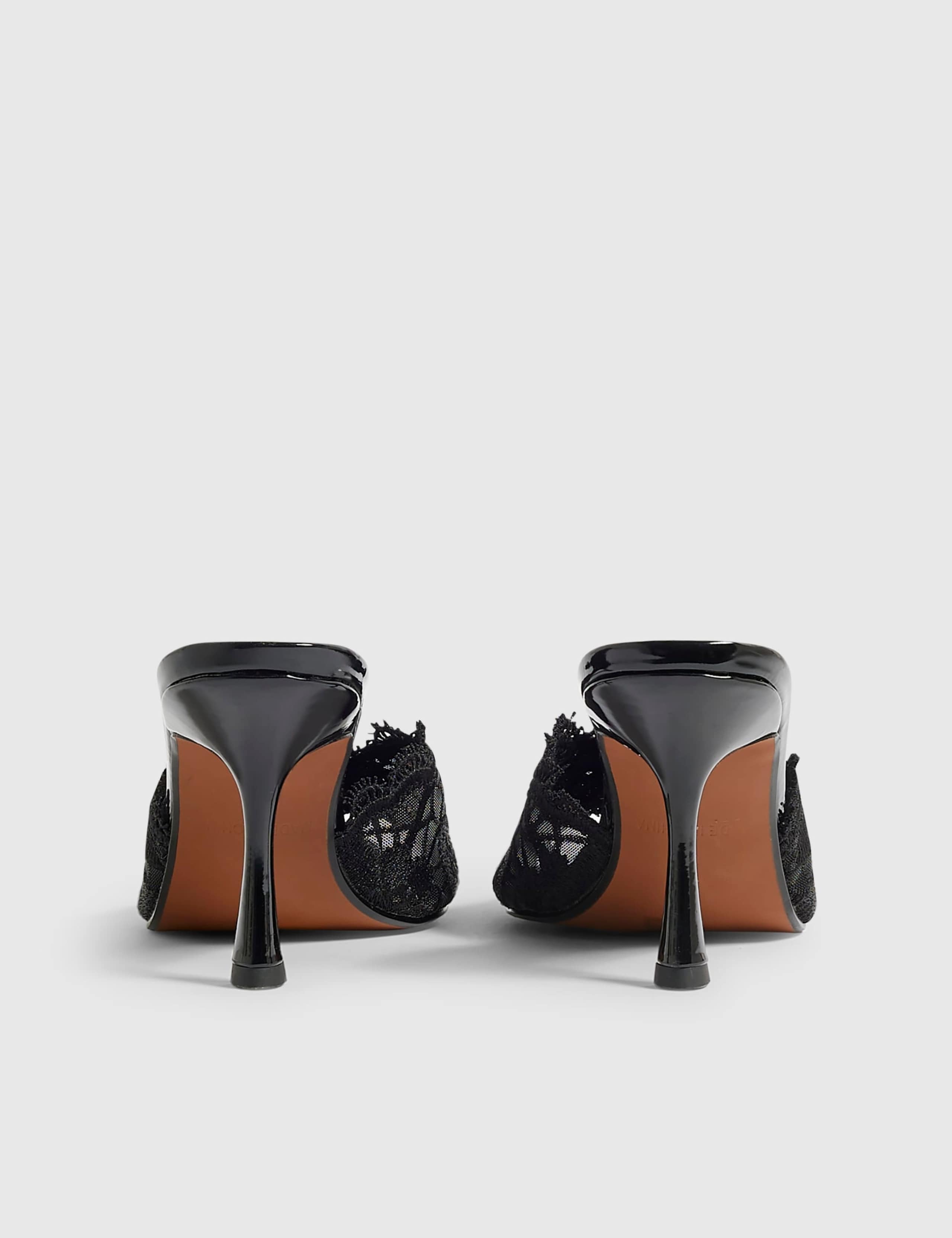Faux Leather Peep Toe Mule Sandals 4 of 5