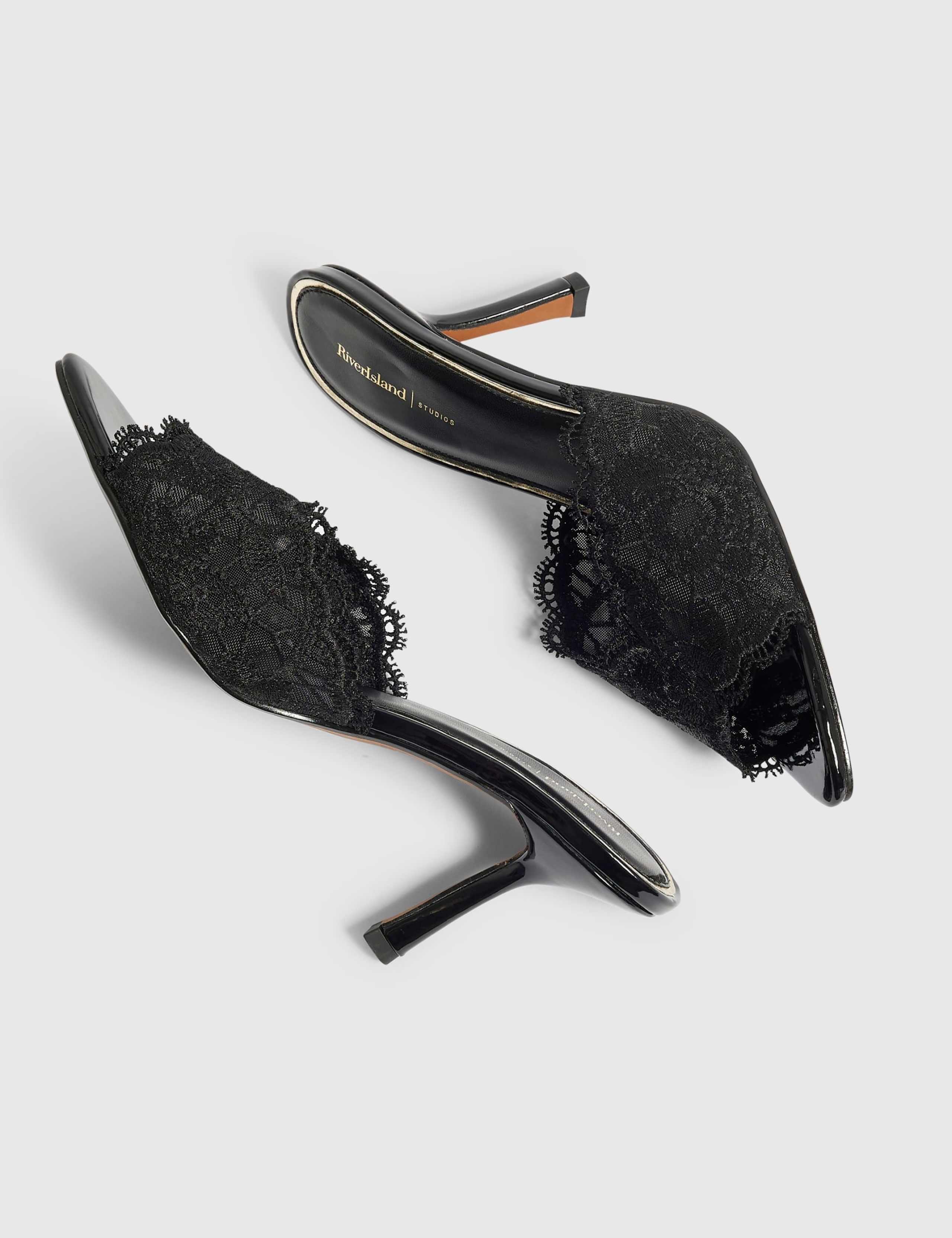 Faux Leather Peep Toe Mule Sandals 5 of 5