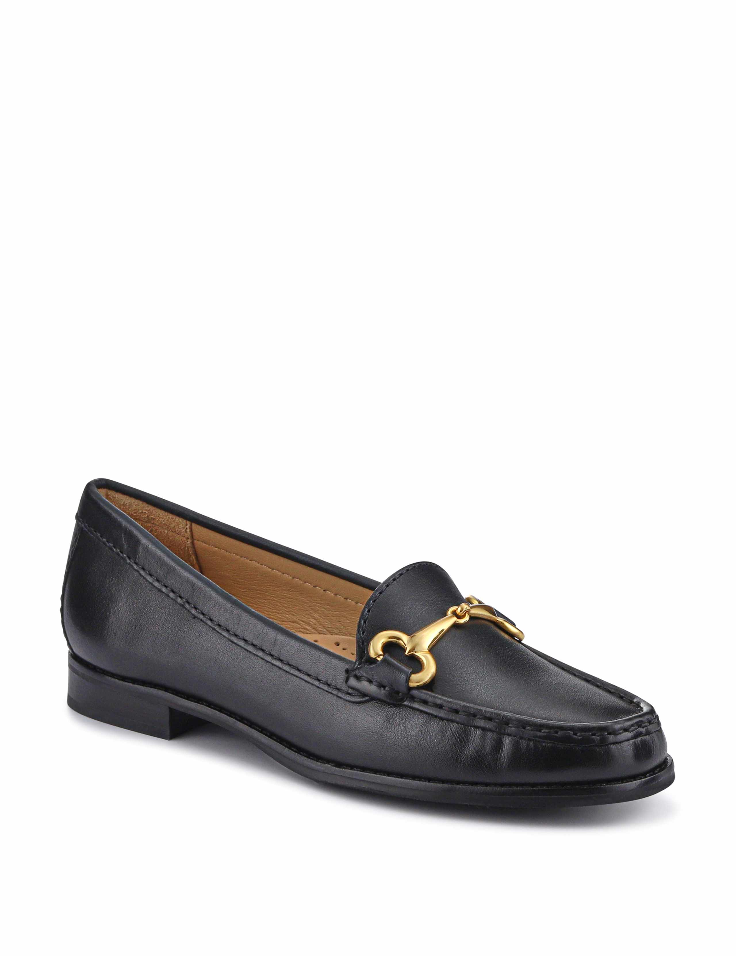 Leather Block Heel Loafers 3 of 6