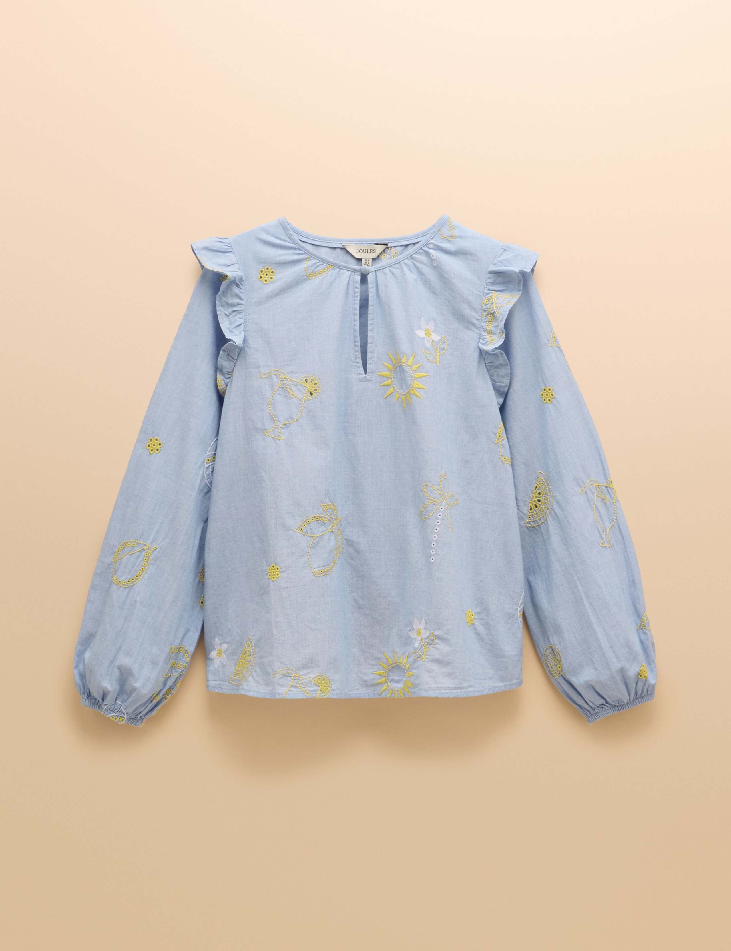 Pure Cotton Embroidered Crew Neck Blouse 4 of 7