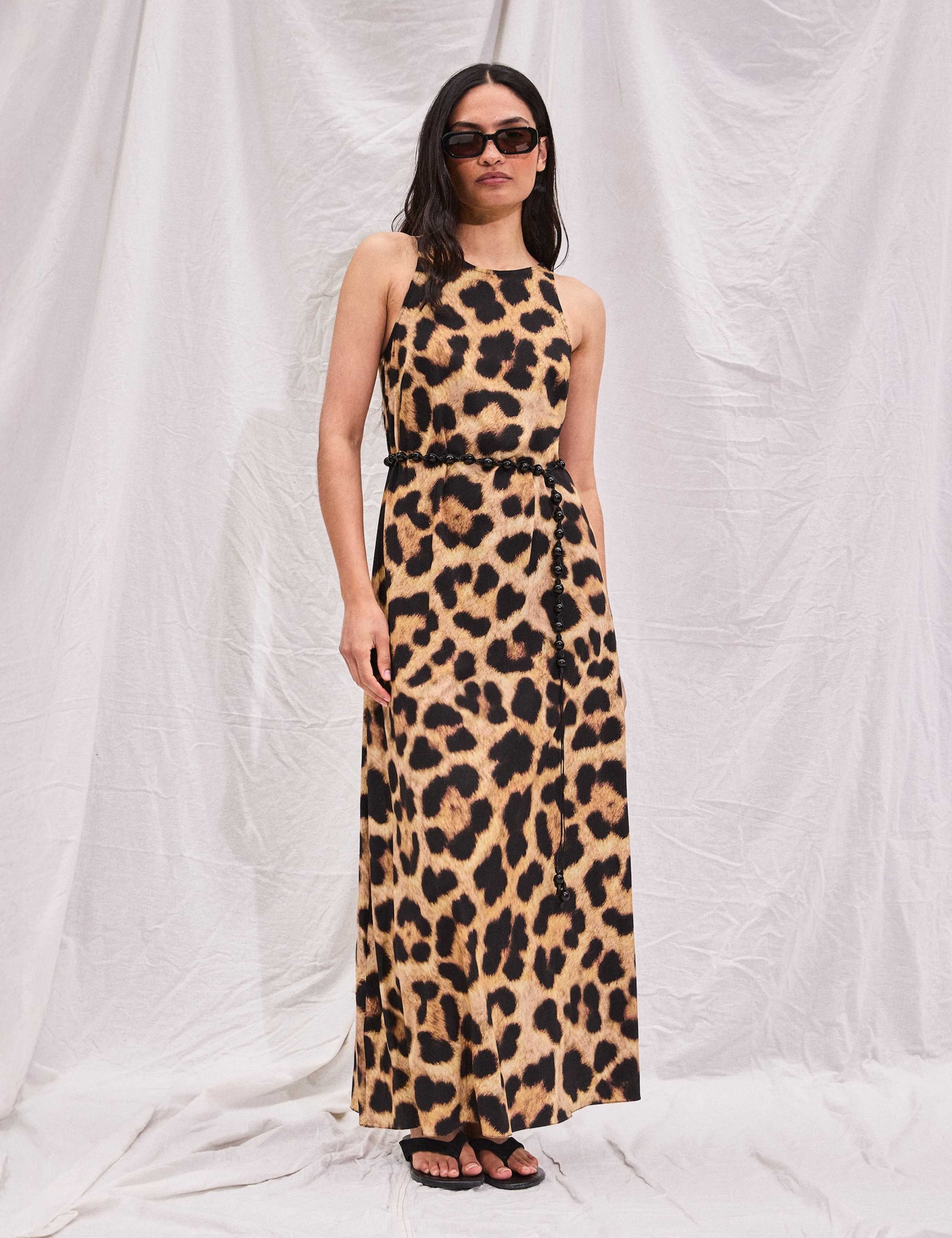 Leopard Print Belted Maxi Slip Dress 3 of 4