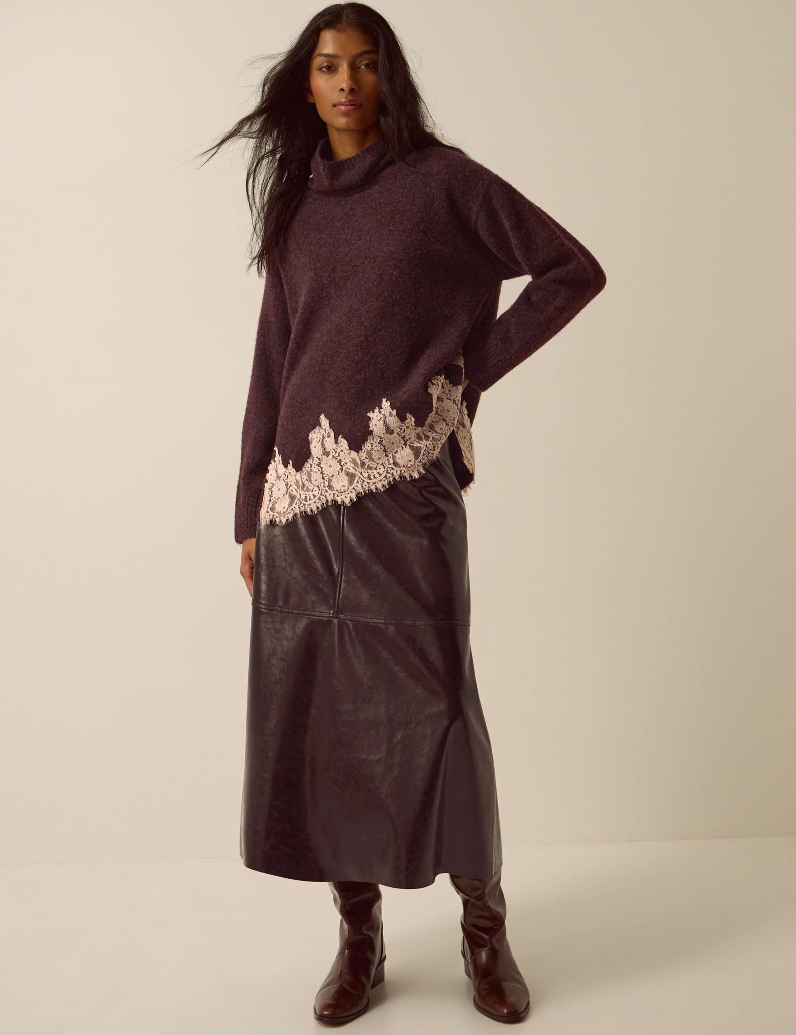 Funnel Neck Lace Detail Jumper 2 of 4