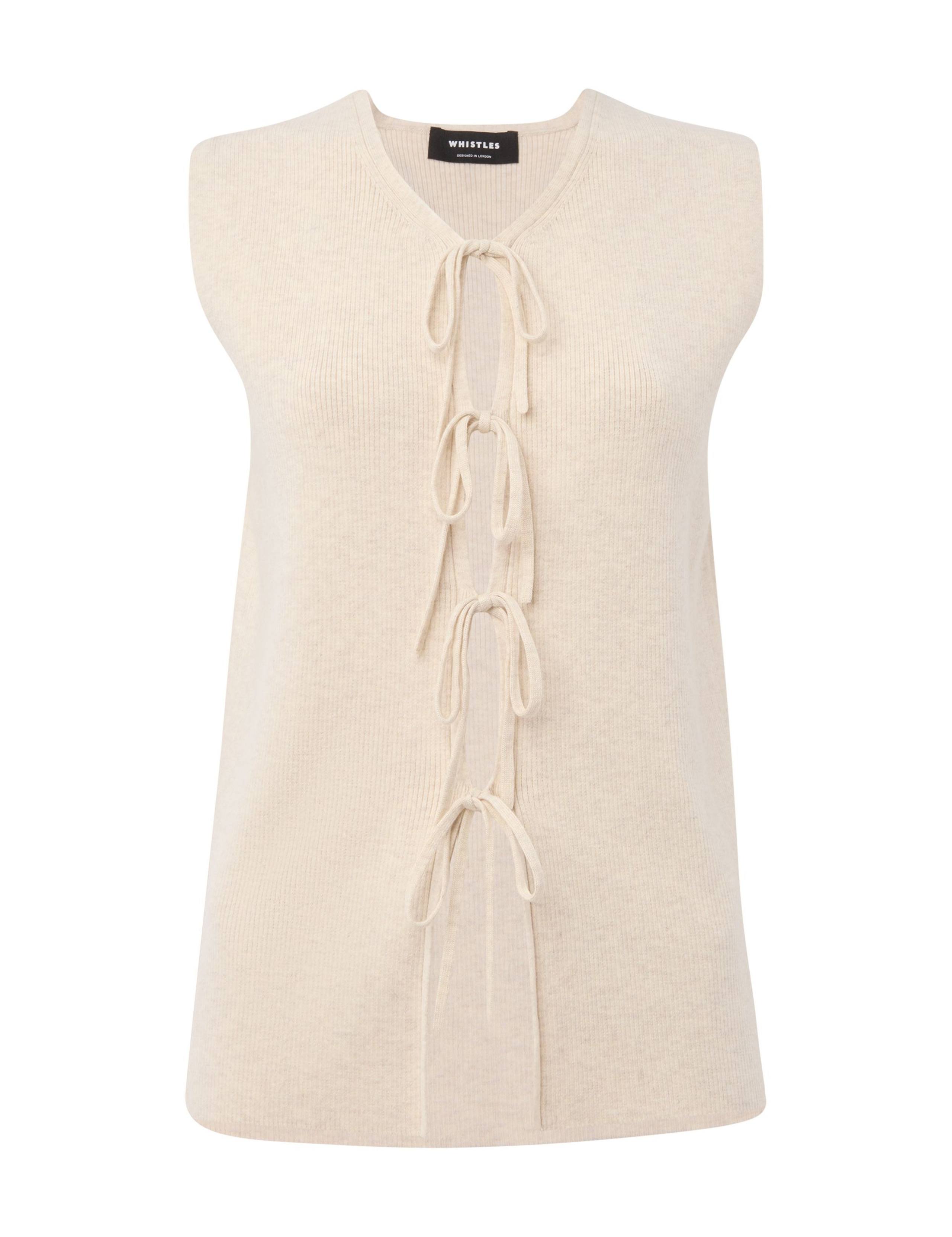 Cotton Blend V-Neck Knitted Top 2 of 4