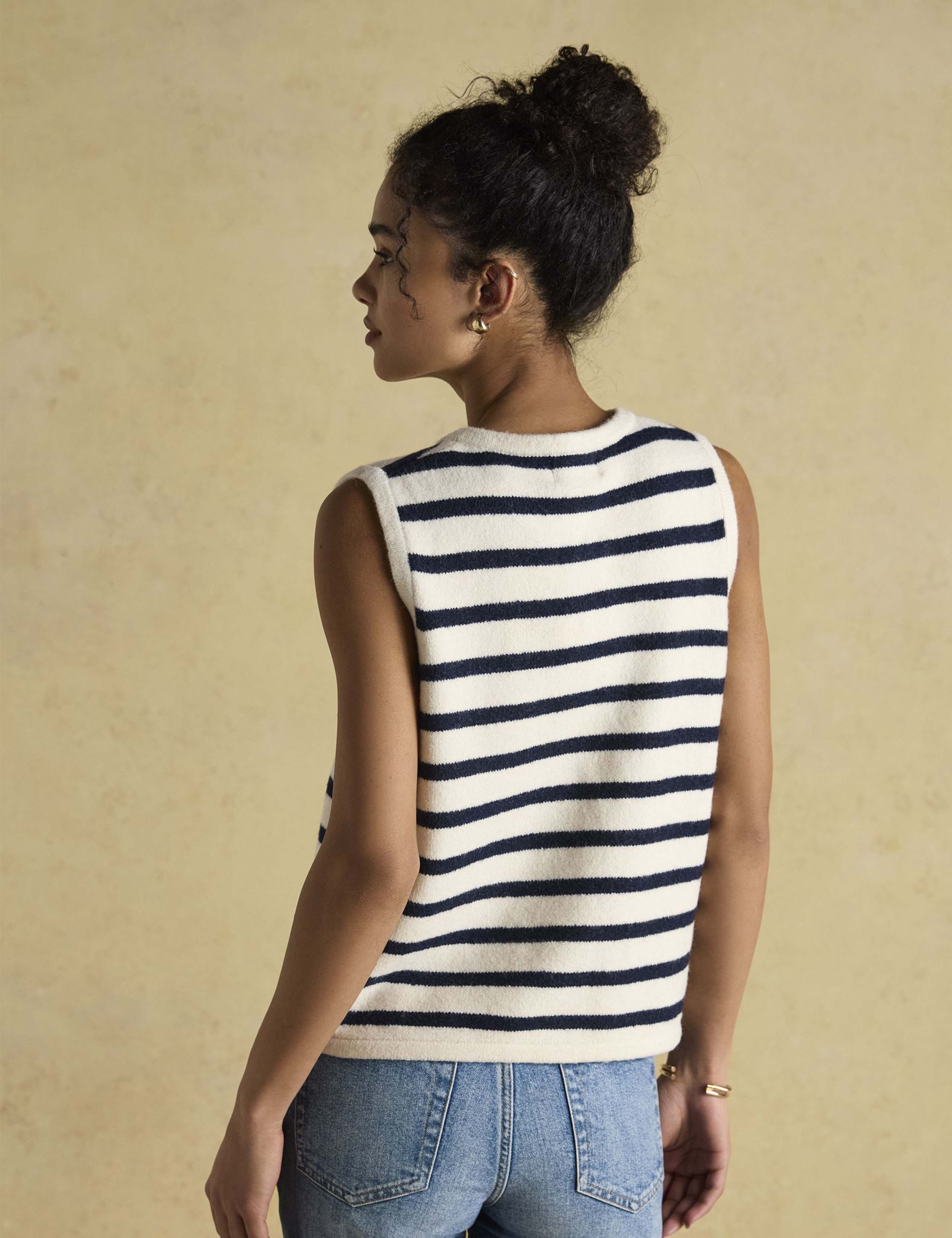 Striped Button Through Knitted Vest 4 of 7