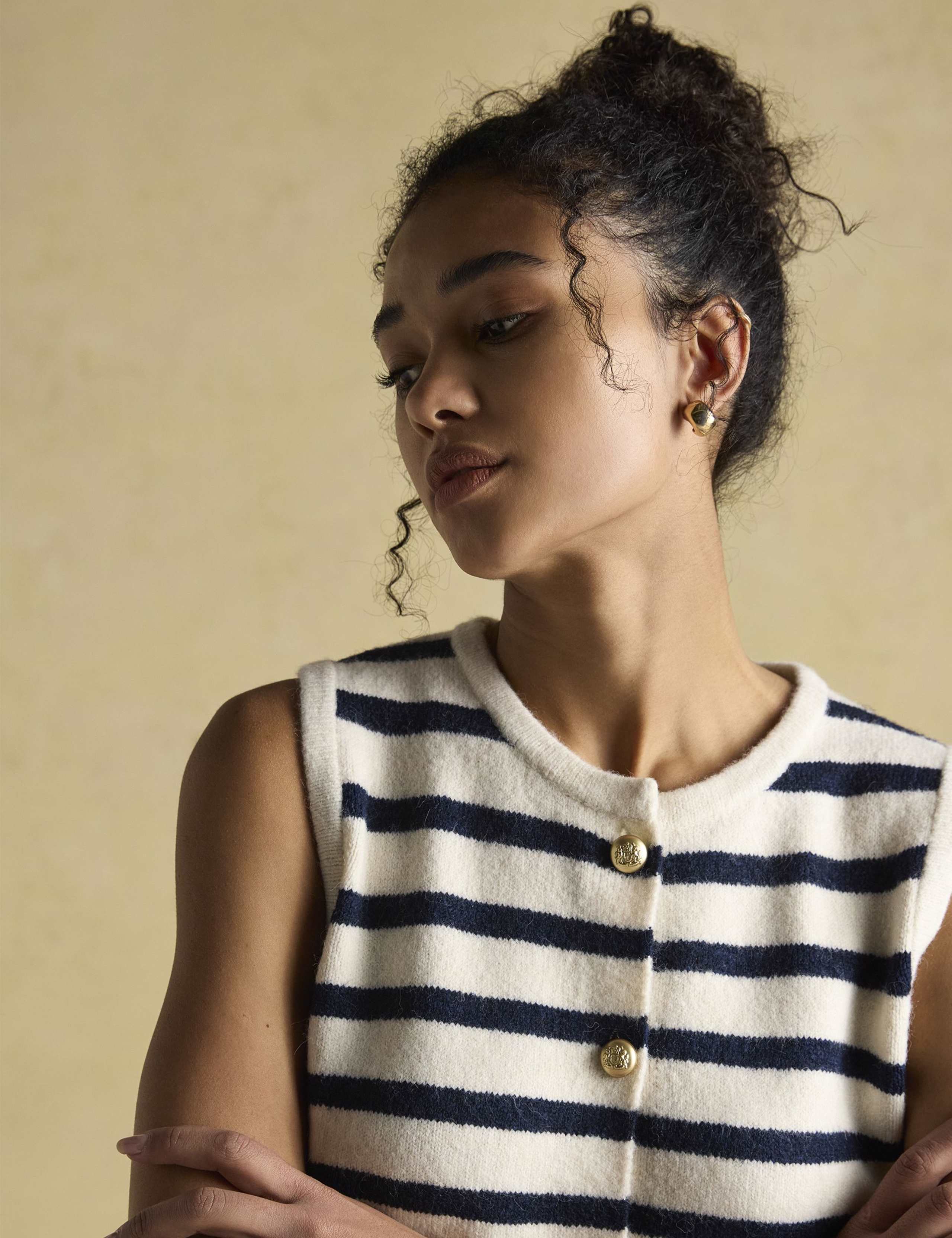 Striped Button Through Knitted Vest 5 of 7