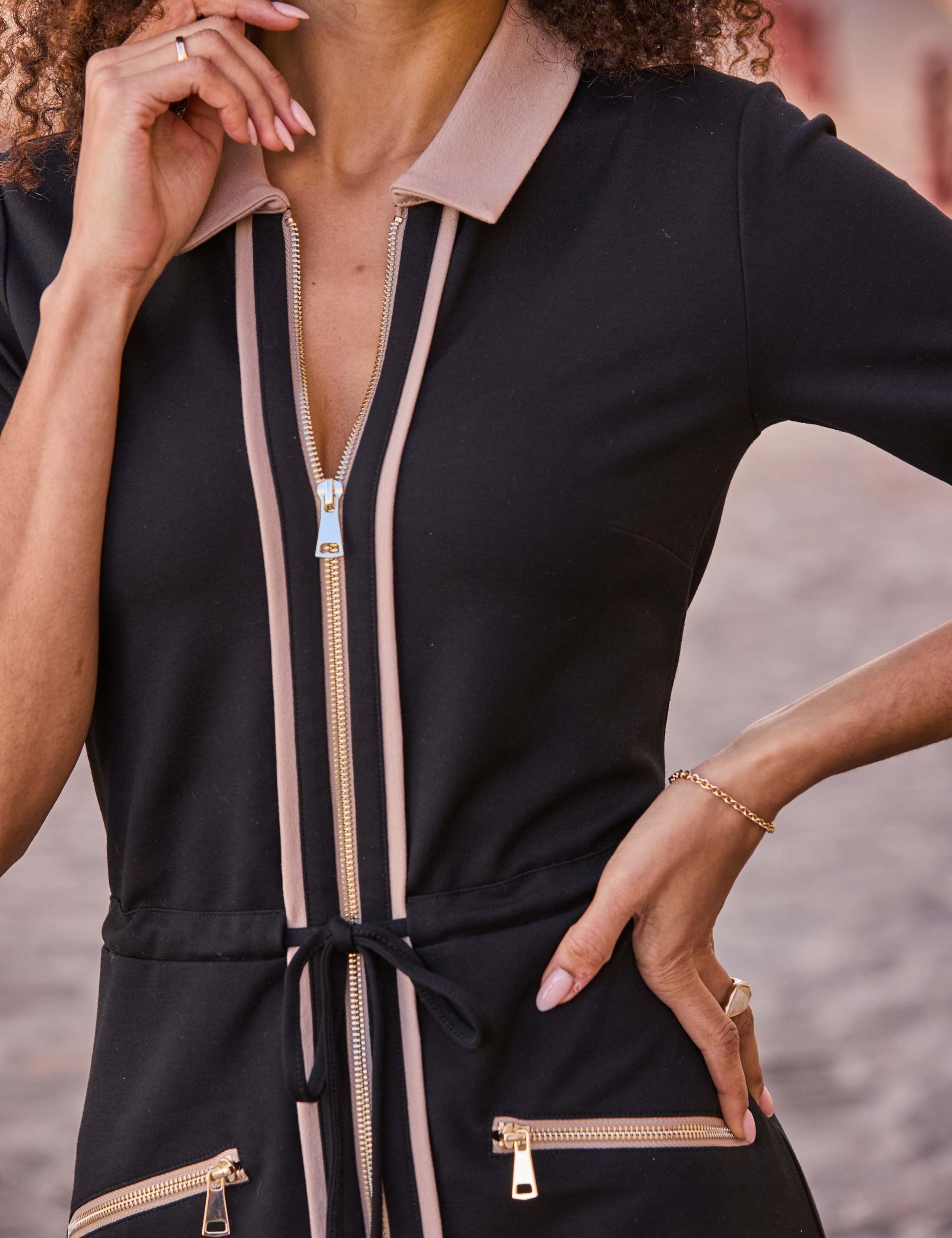 Zip Neck Knee Length Waisted Dress 4 of 5