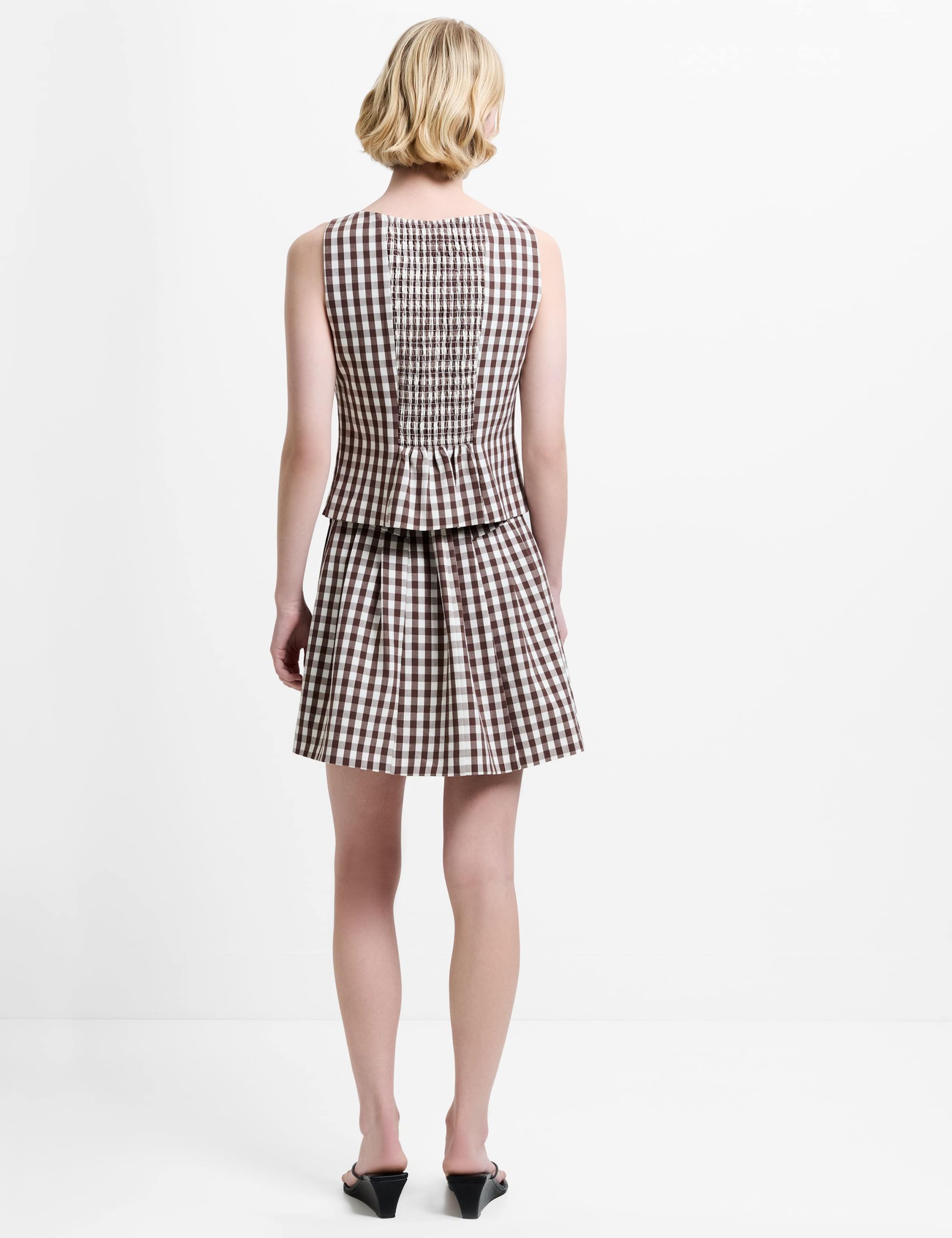 Gingham Button Detail Top 4 of 5