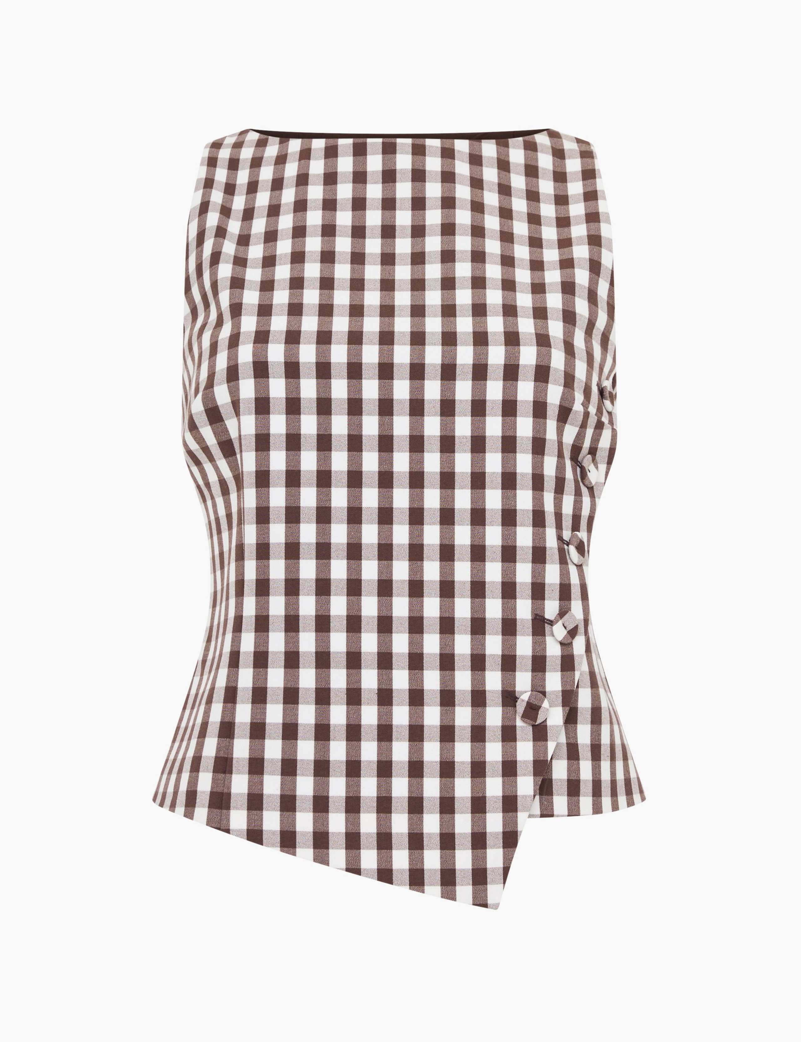 Gingham Button Detail Top 2 of 5