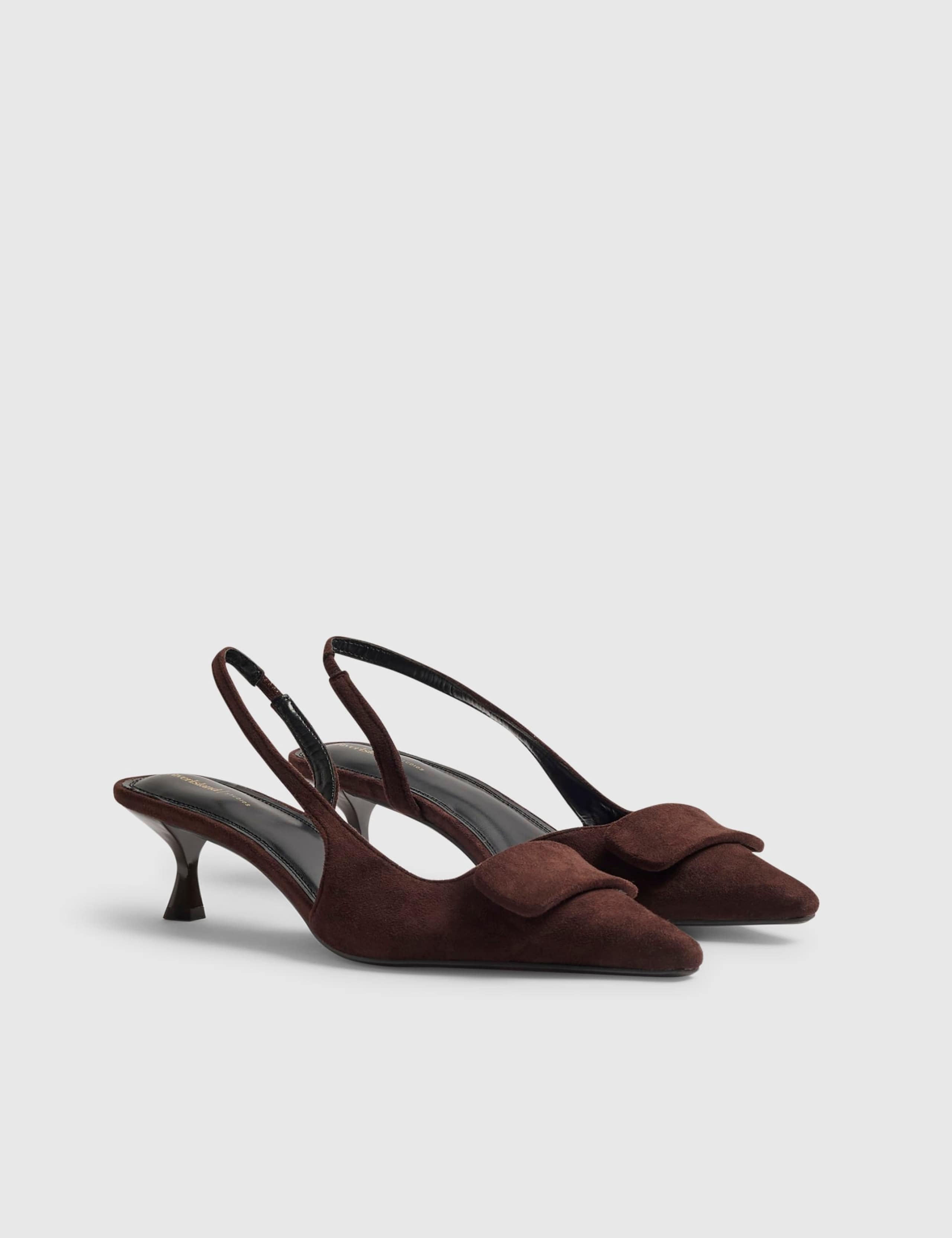 Suede Kitten Heel Slingback Court Shoes 2 of 5