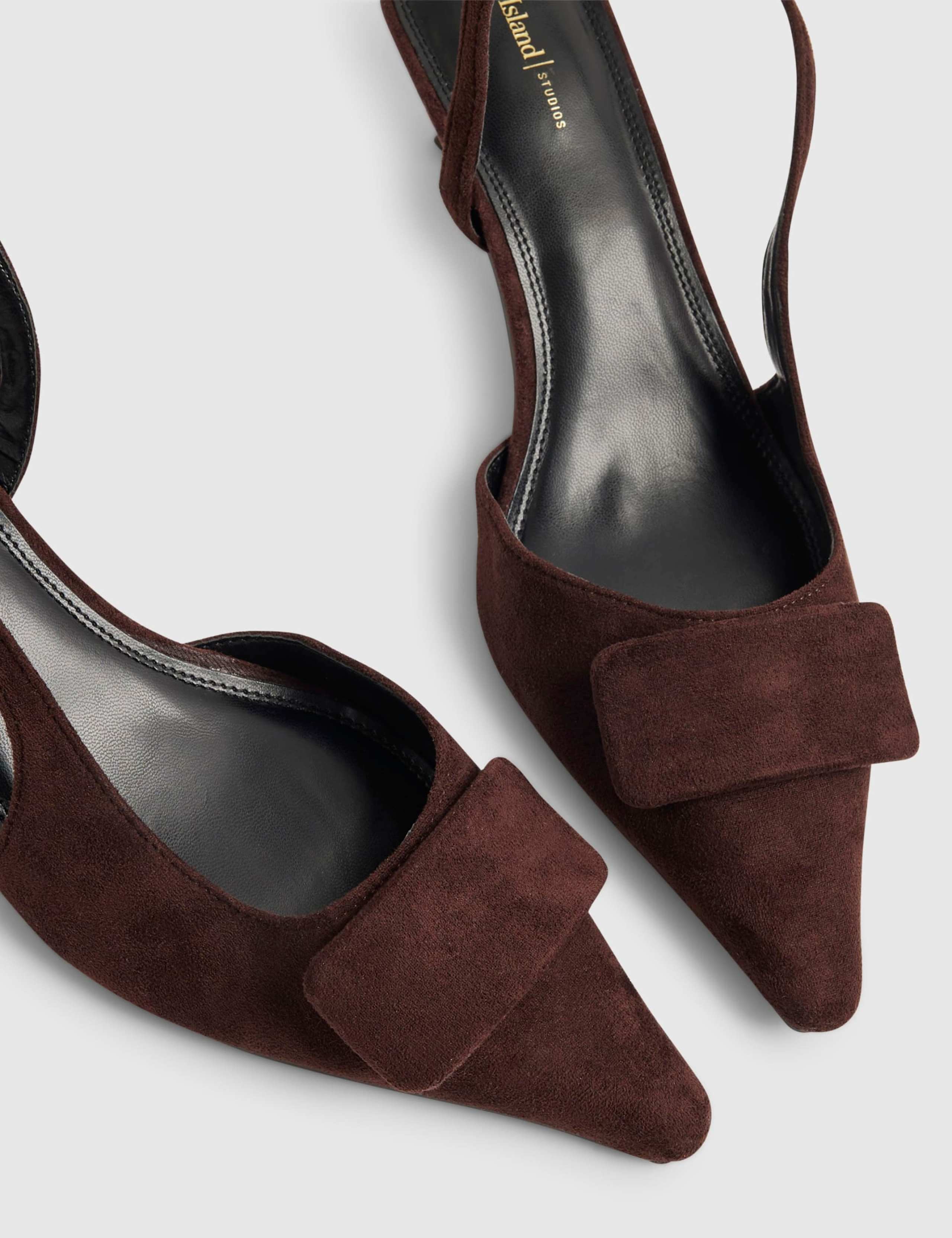 Suede Kitten Heel Slingback Court Shoes 3 of 5