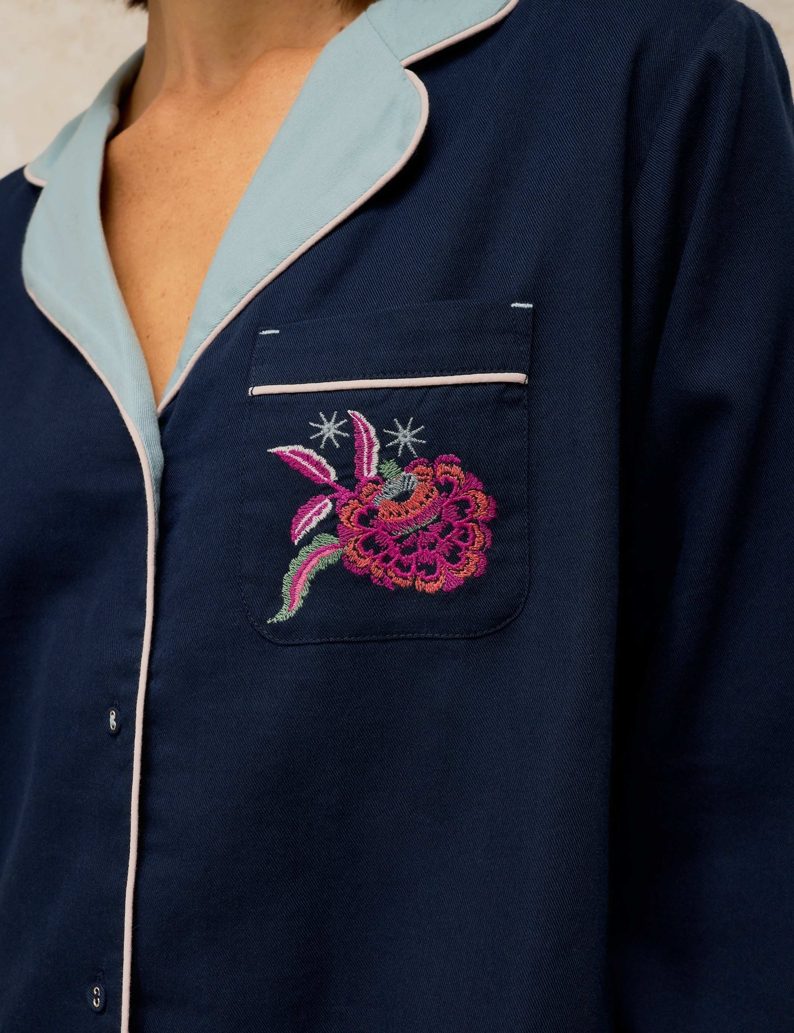 Cotton Rich Embroidered Pyjama Top 5 of 6