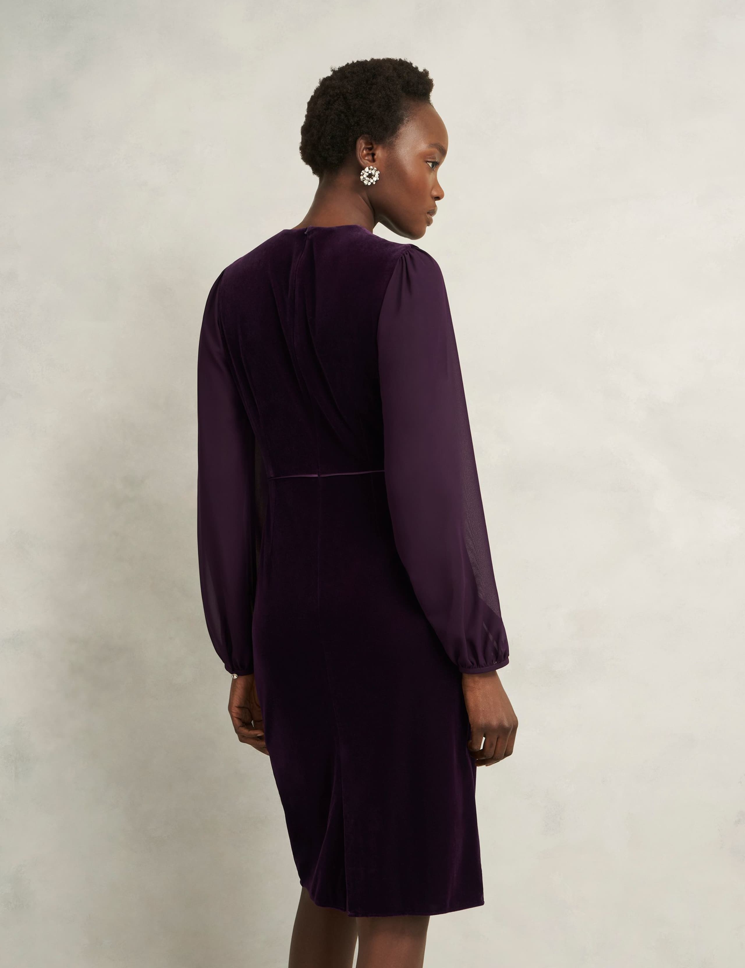 Velvet Blouson Sleeve Shift Dress 4 of 5