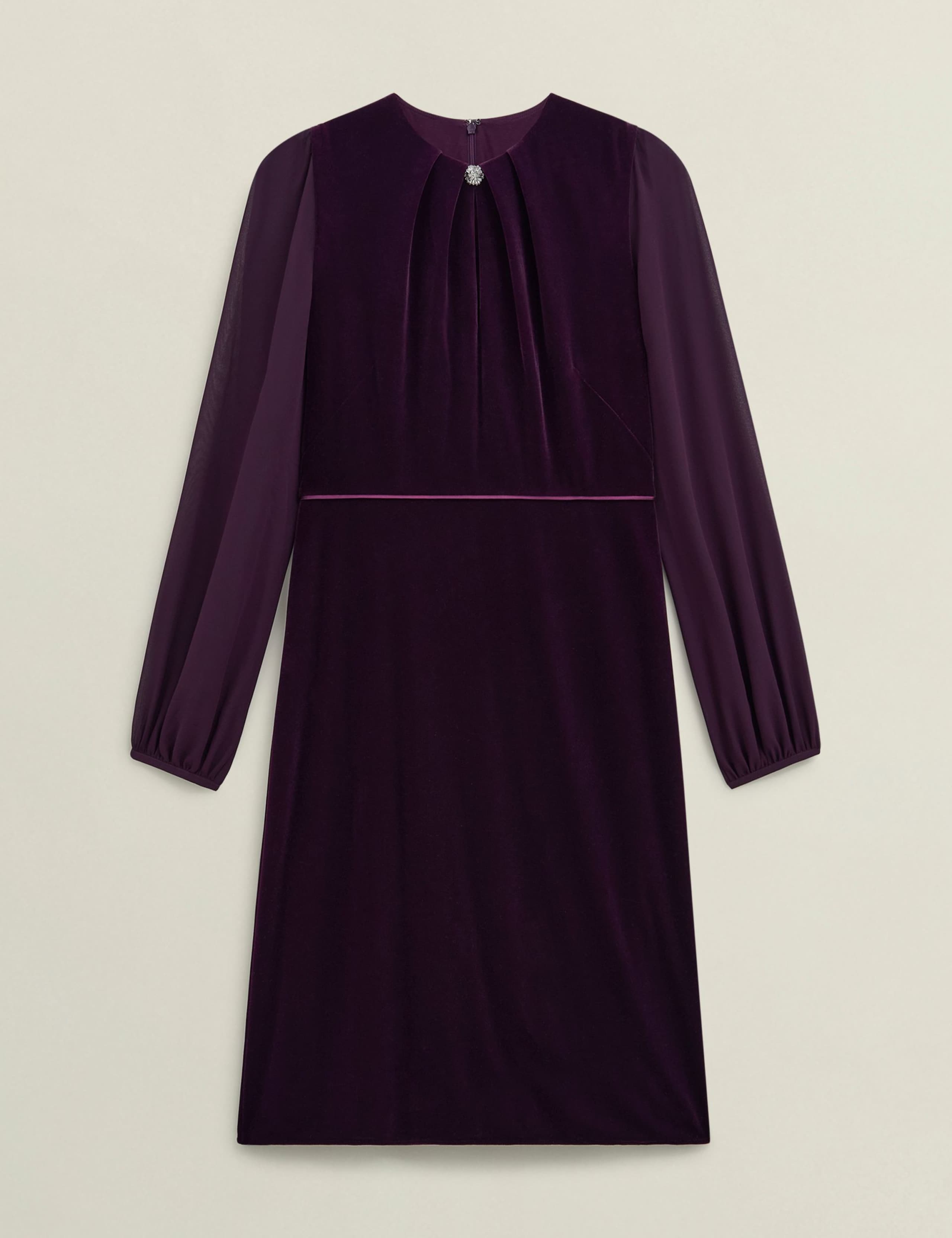 Velvet Blouson Sleeve Shift Dress 2 of 5