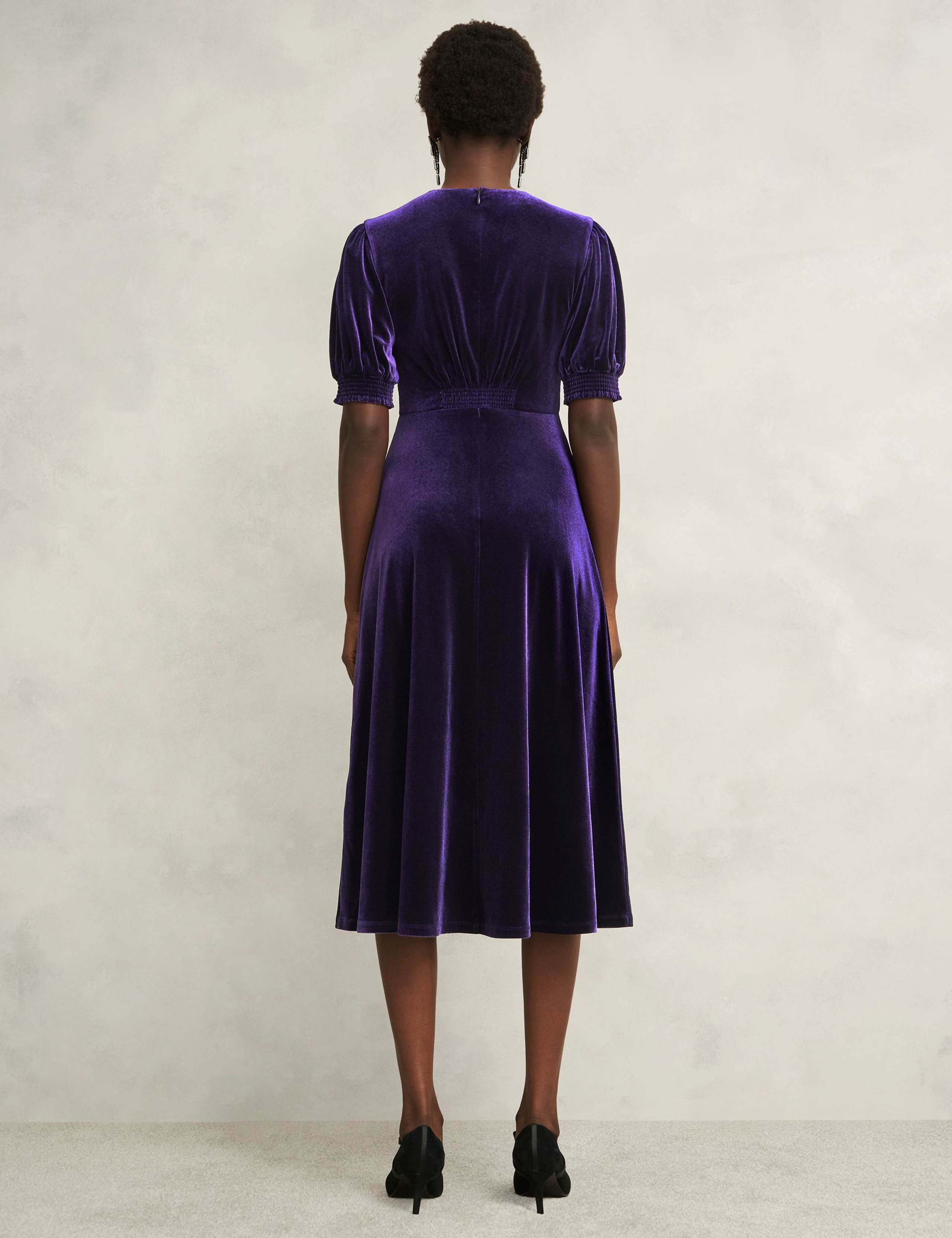 Velvet V-Neck Midi Skater Dress 4 of 6