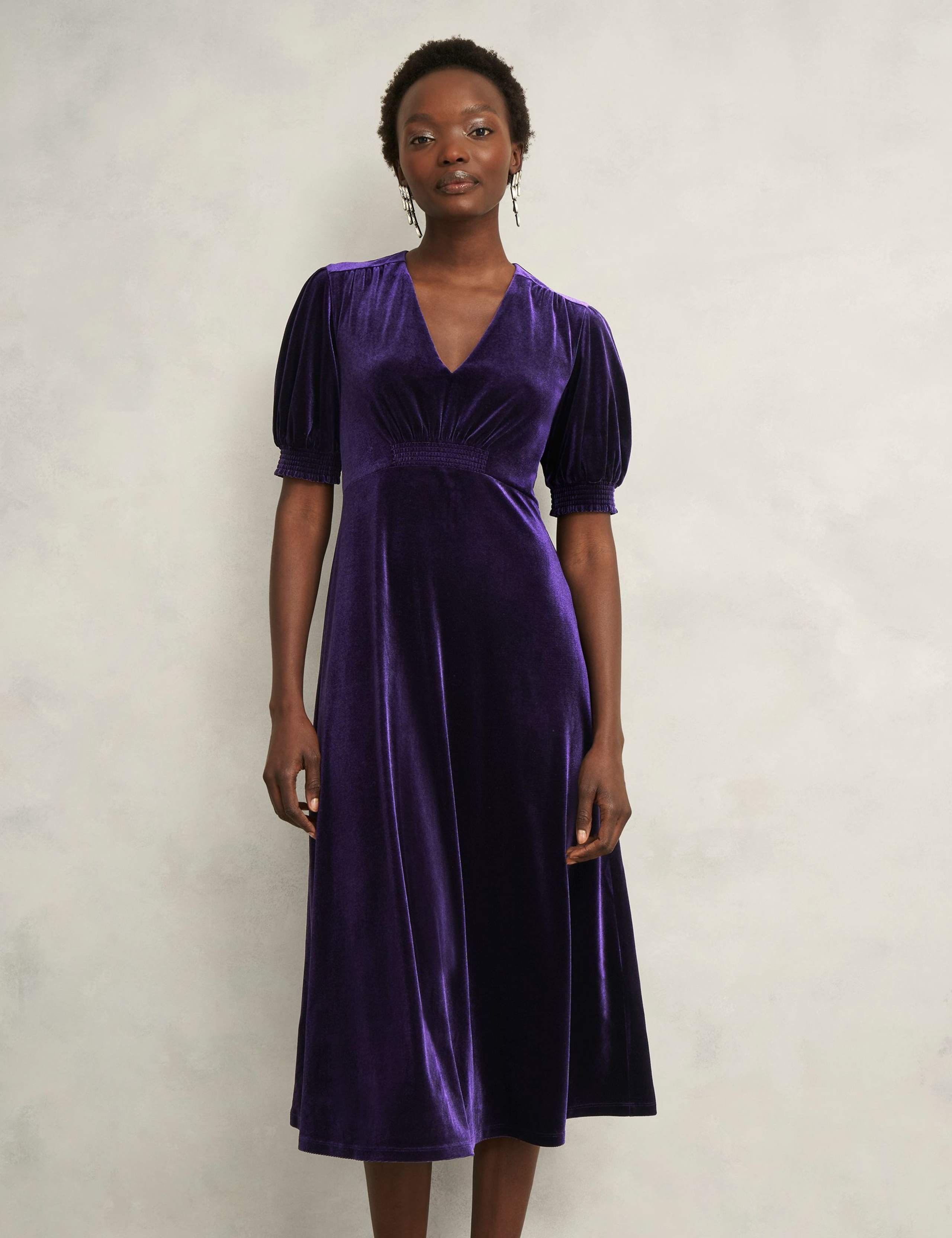 Velvet V-Neck Midi Skater Dress 5 of 6