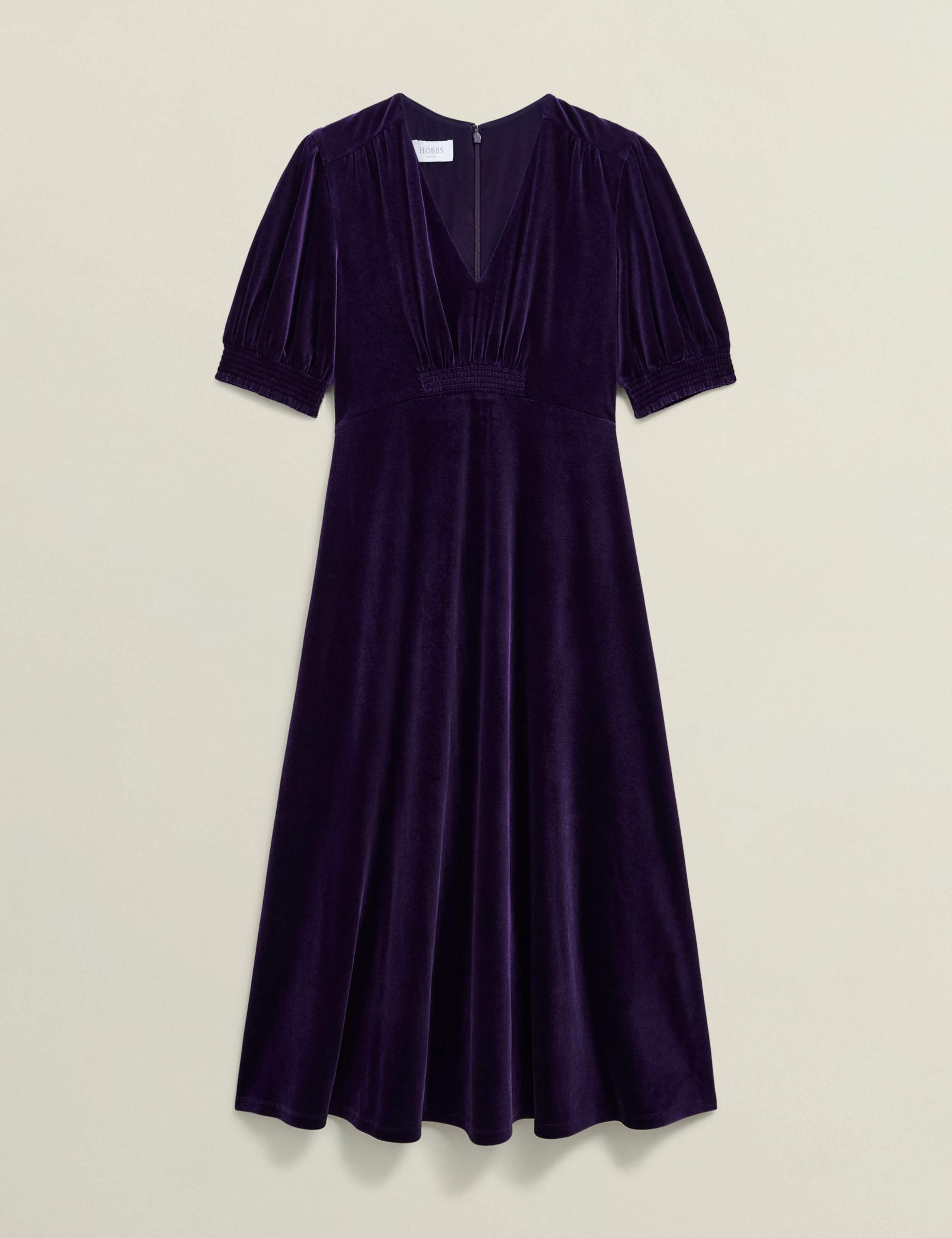 Velvet V-Neck Midi Skater Dress 2 of 6
