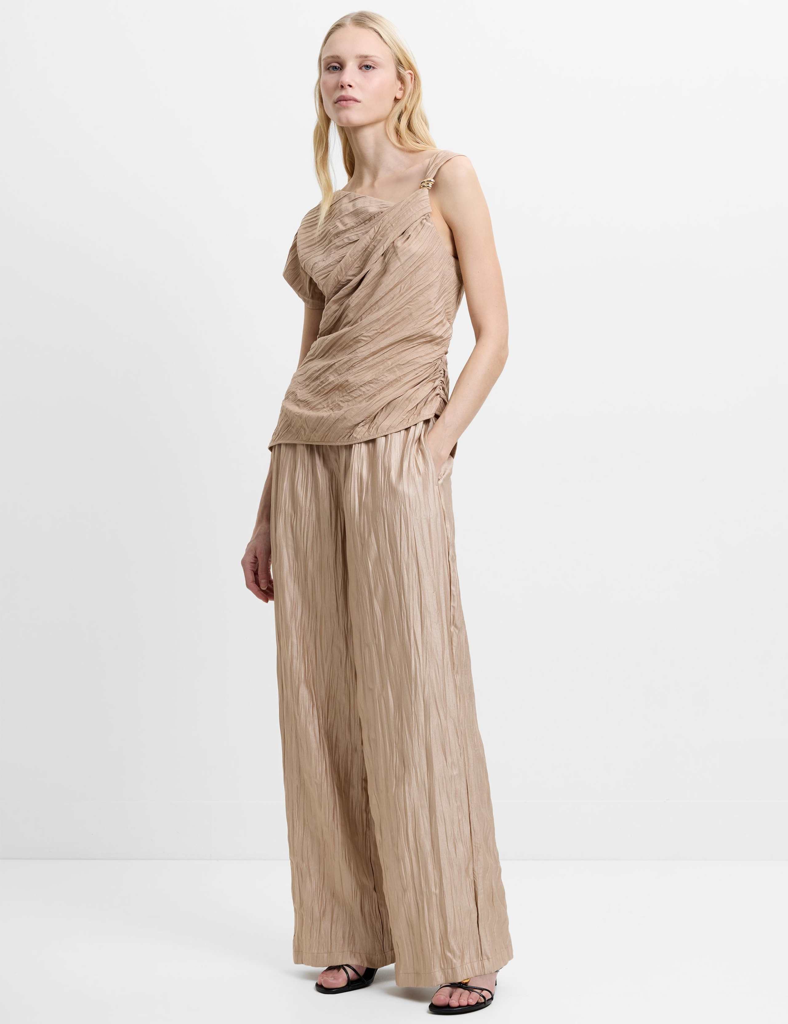 Textured One Shoulder Hardware Detail Top 3 of 6
