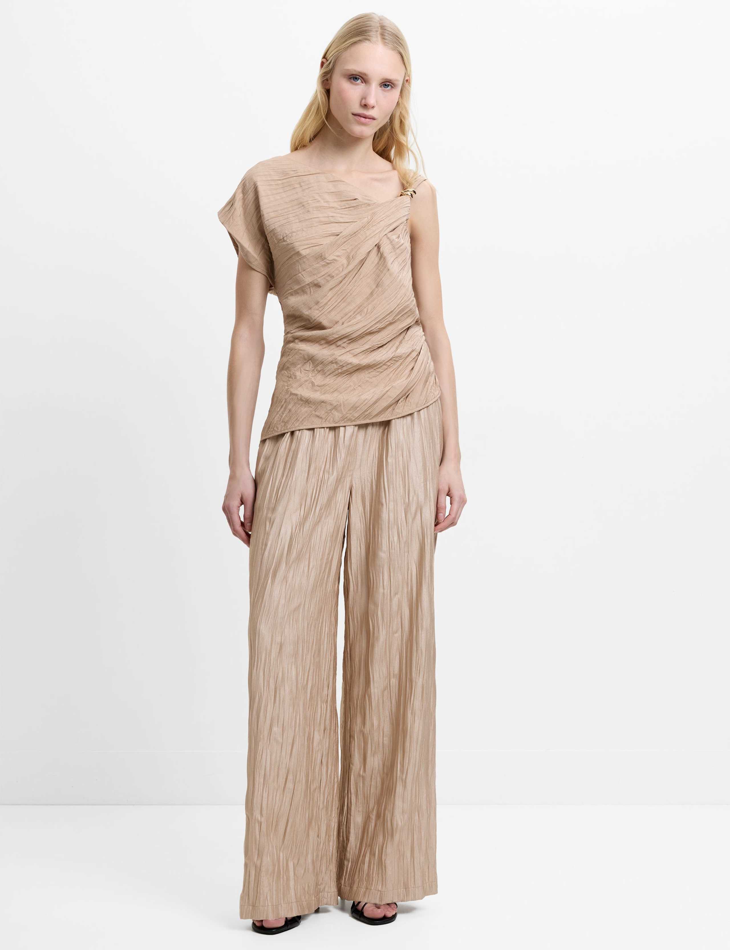 Textured One Shoulder Hardware Detail Top 4 of 6