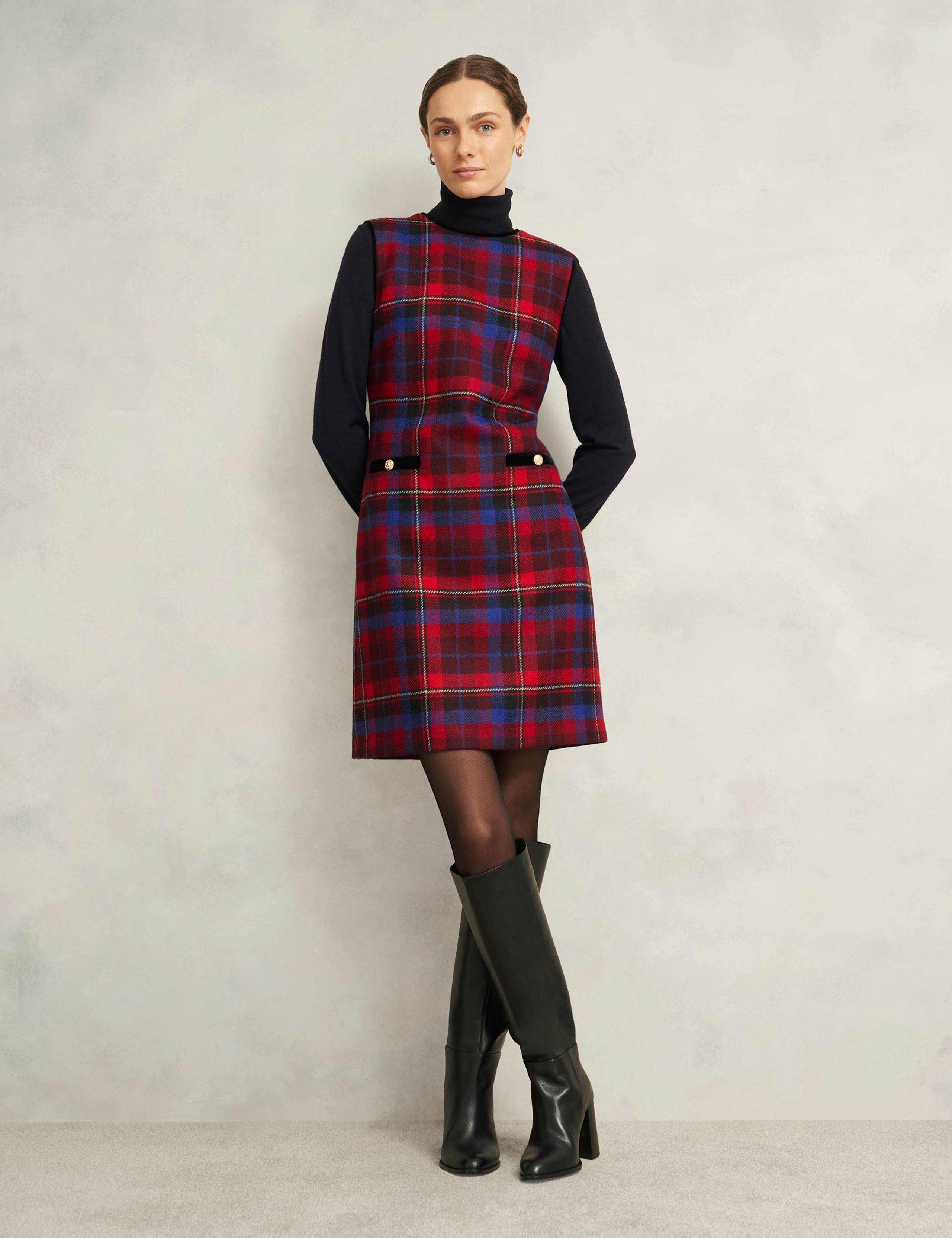 Pure Wool Checked Mini Shift Dress 3 of 8