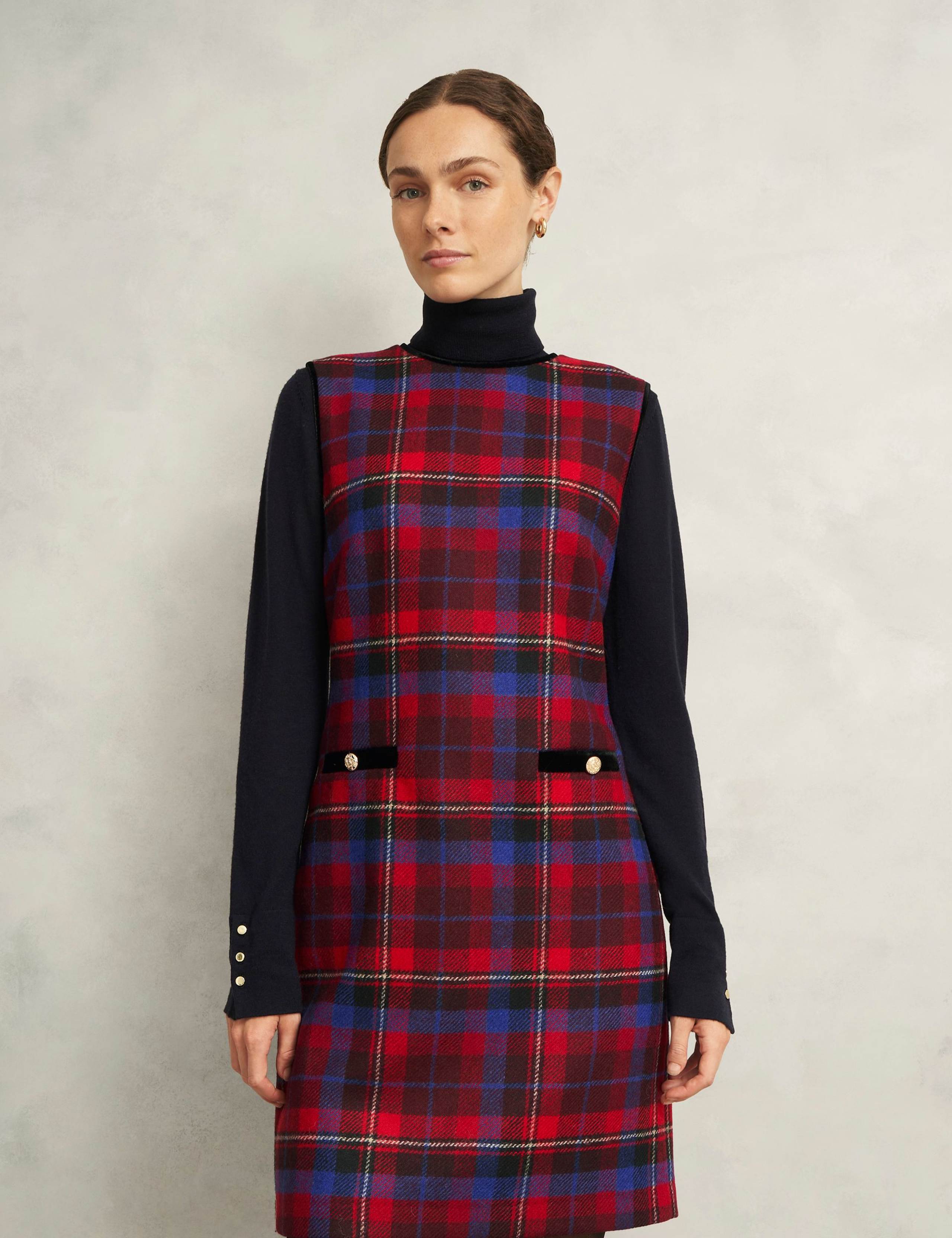 Pure Wool Checked Mini Shift Dress 4 of 8