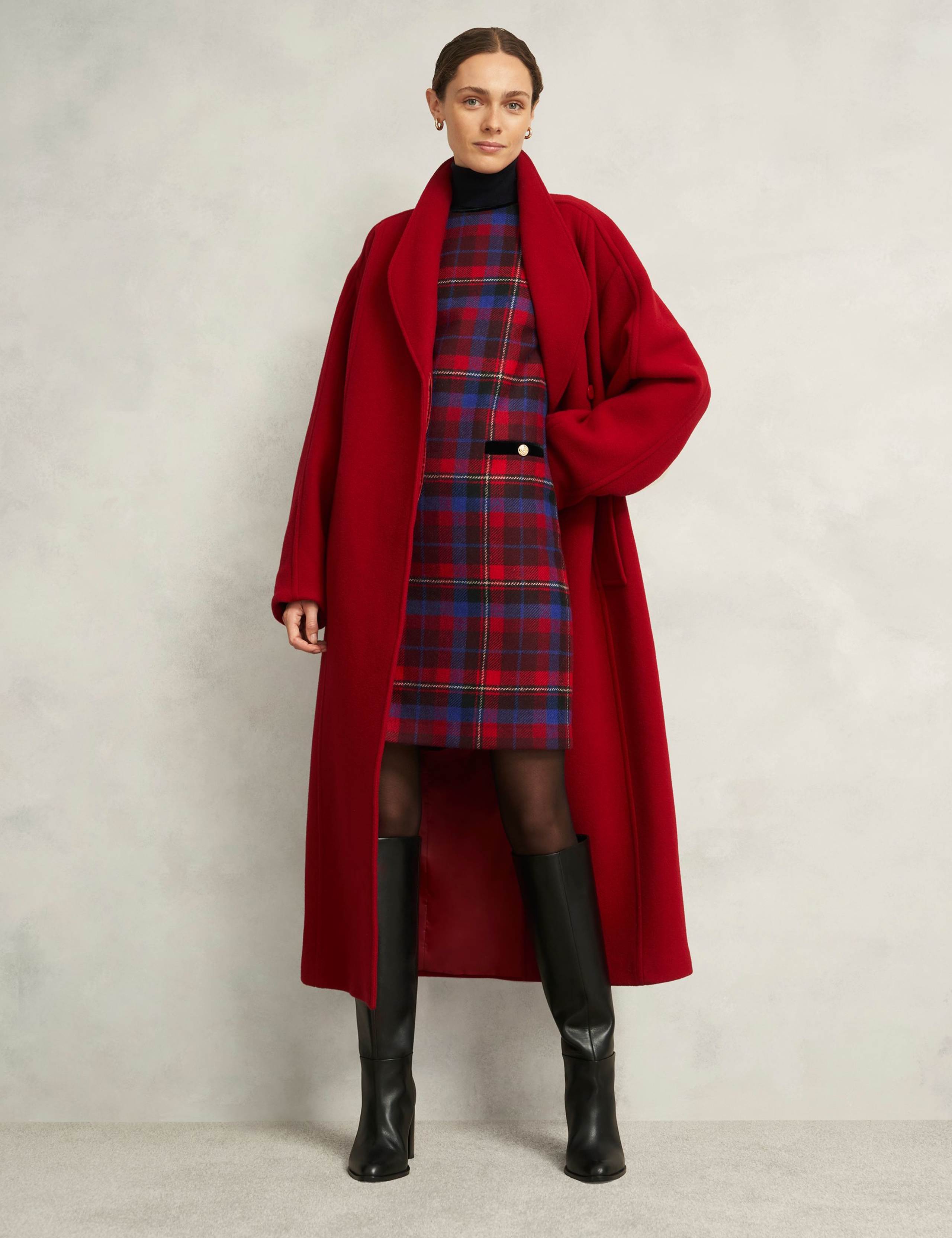Pure Wool Checked Mini Shift Dress 6 of 8