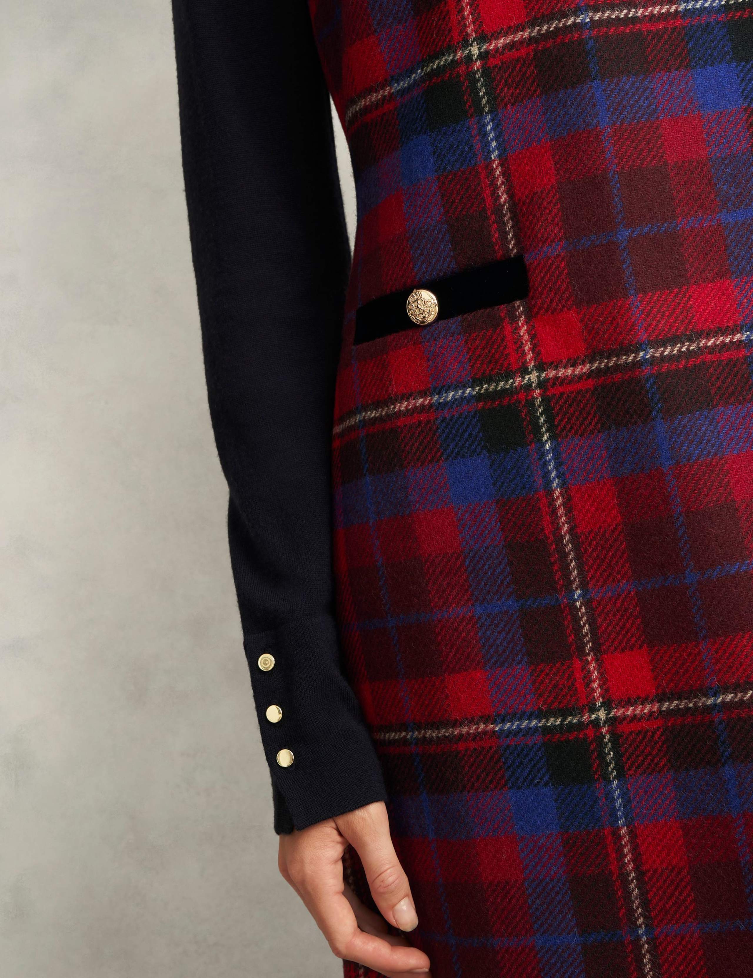 Pure Wool Checked Mini Shift Dress 8 of 8