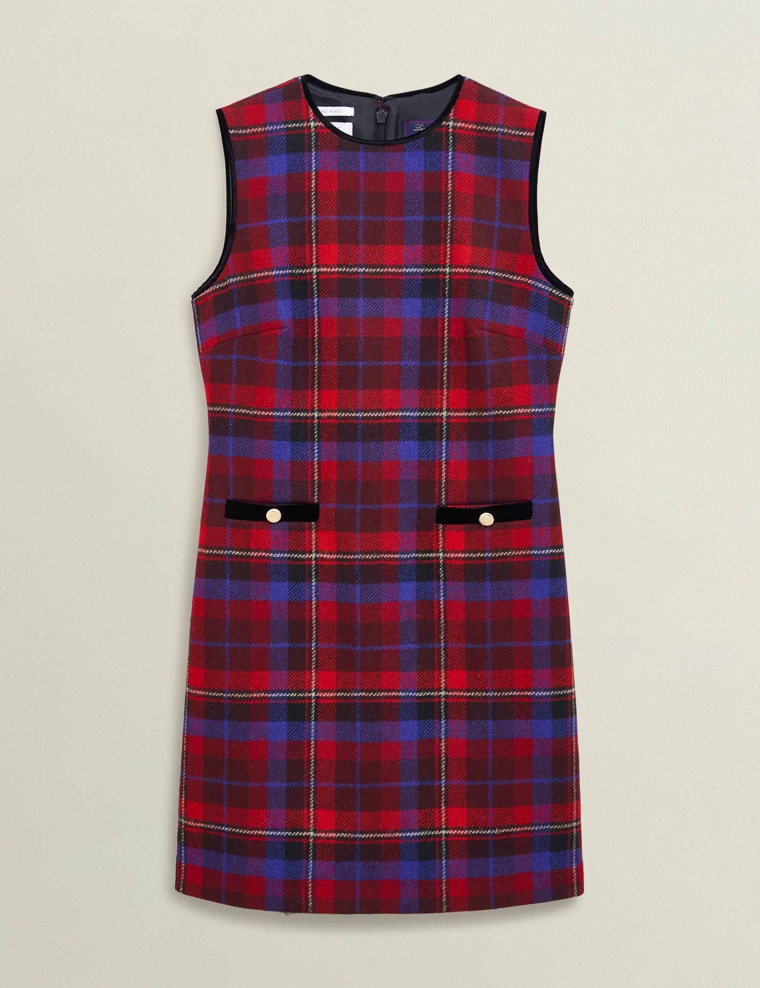 Pure Wool Checked Mini Shift Dress 2 of 8