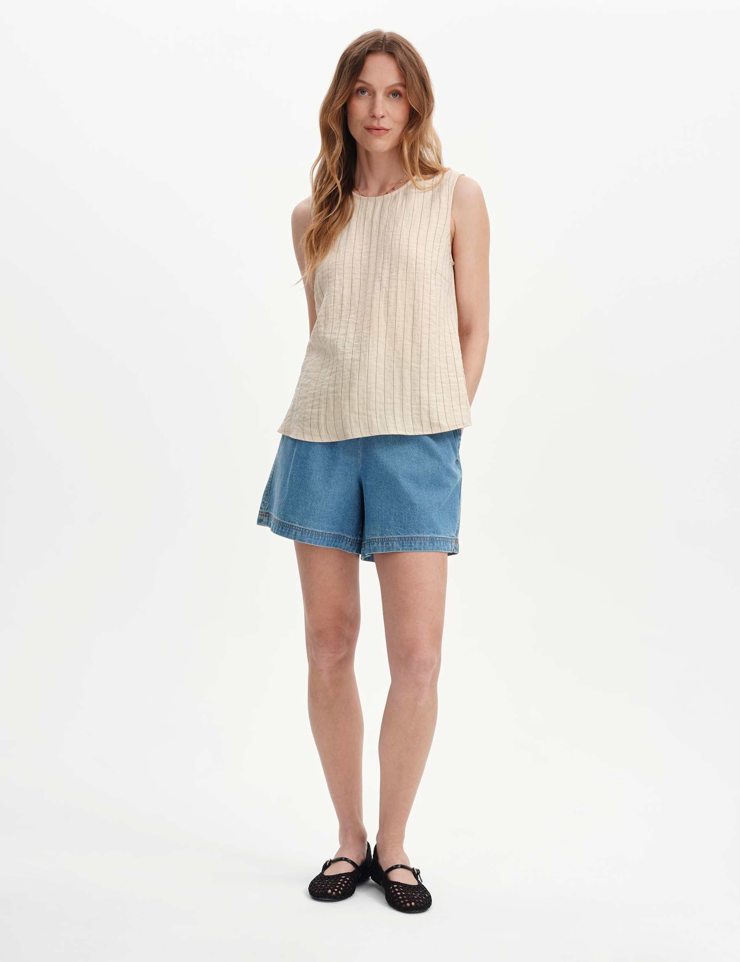 Textured Striped Sleeveless Shell Top 5 of 6