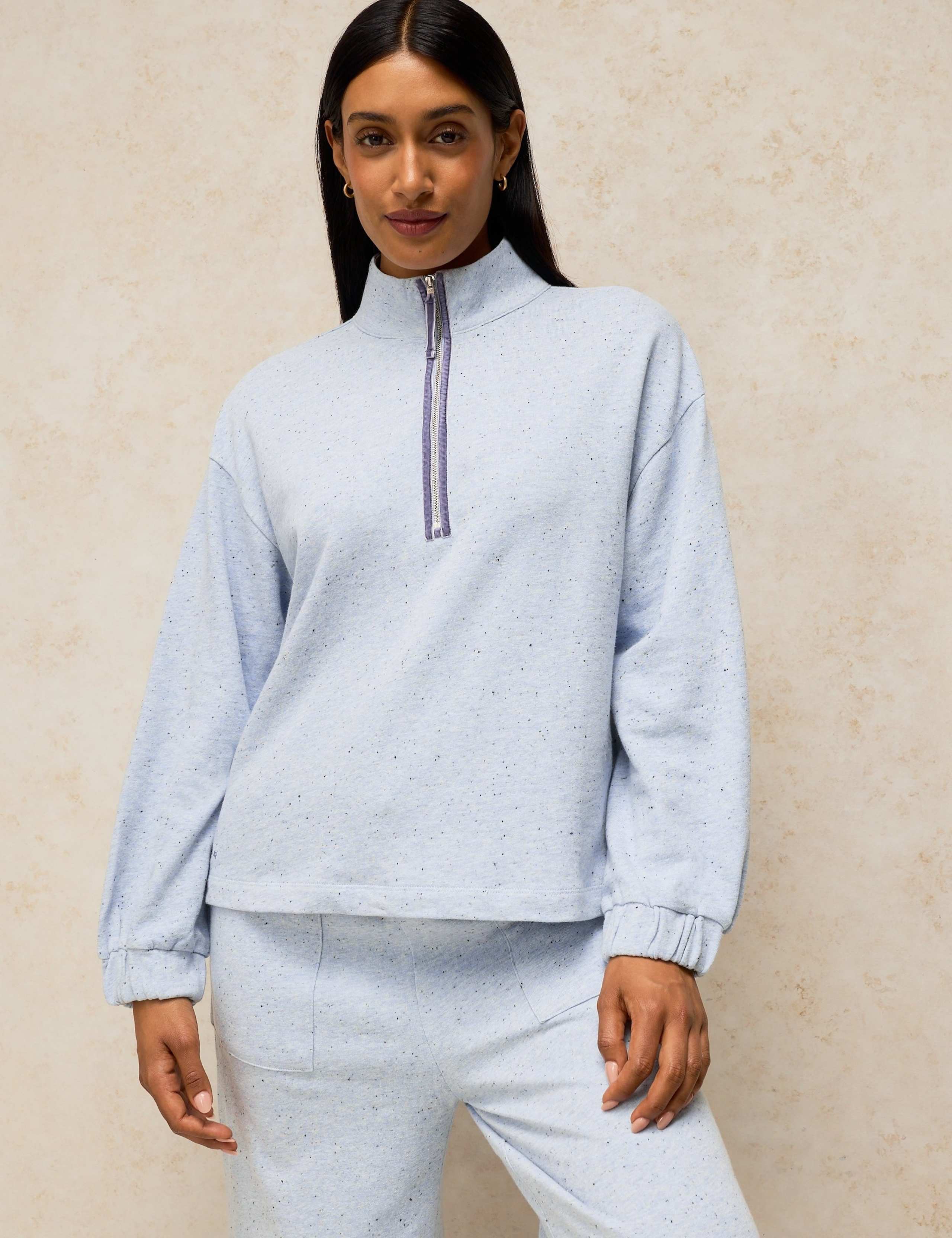 Cotton Rich Half Zip Lounge Sweatshirt 1 of 6