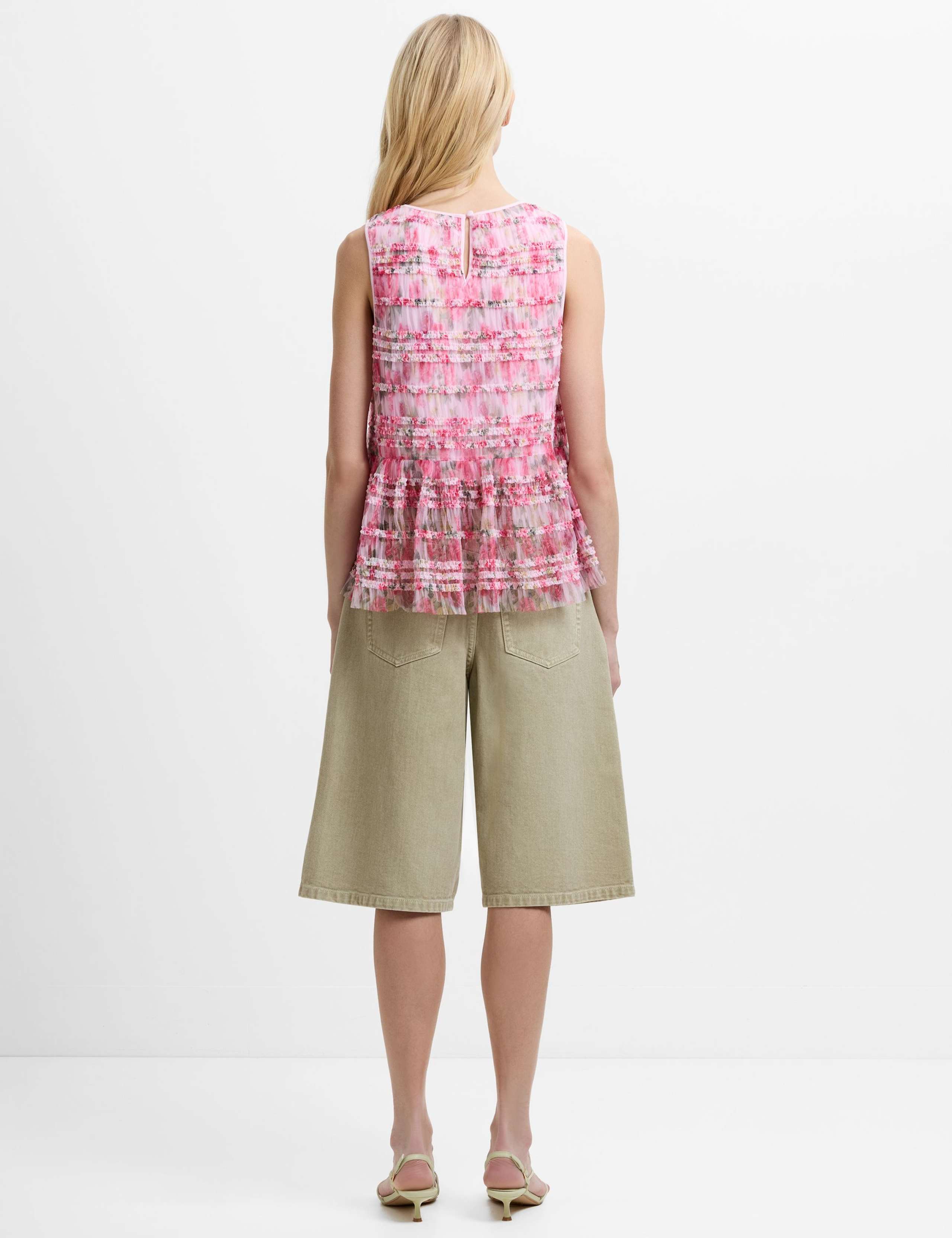 Mesh Floral Frill Detail Top 4 of 5