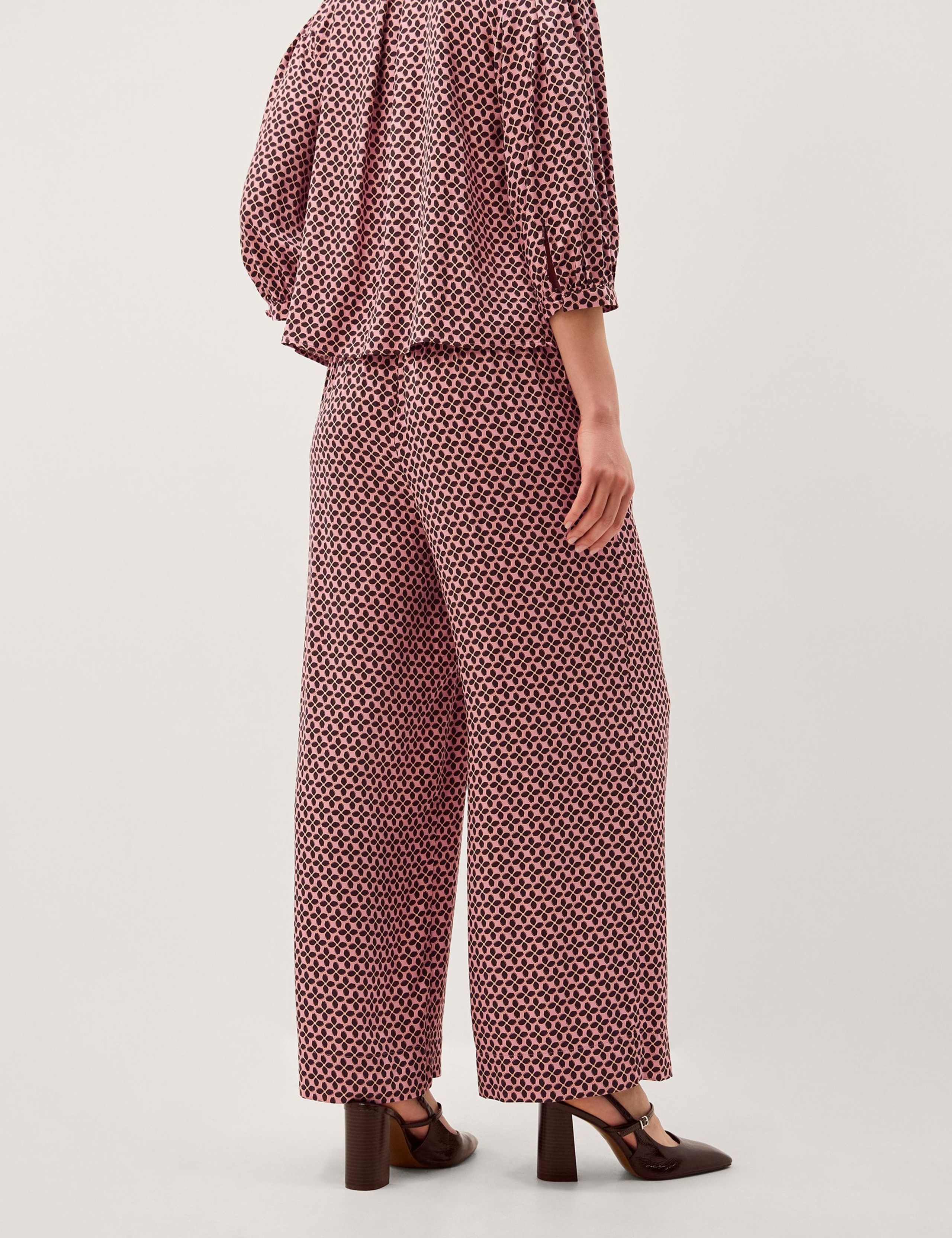 Printed Tie Detail Wide Leg Trousers 3 of 5