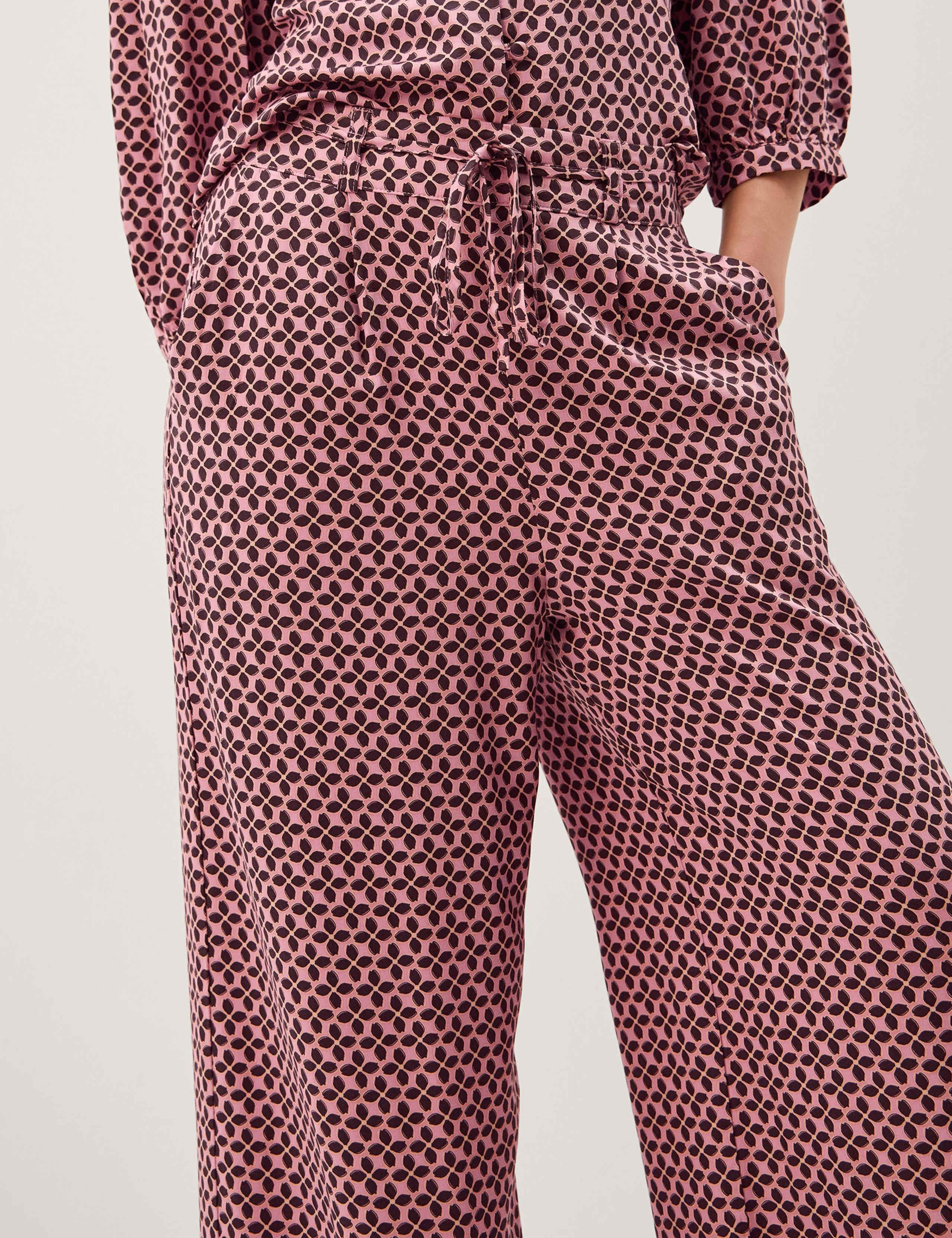 Printed Tie Detail Wide Leg Trousers 4 of 5