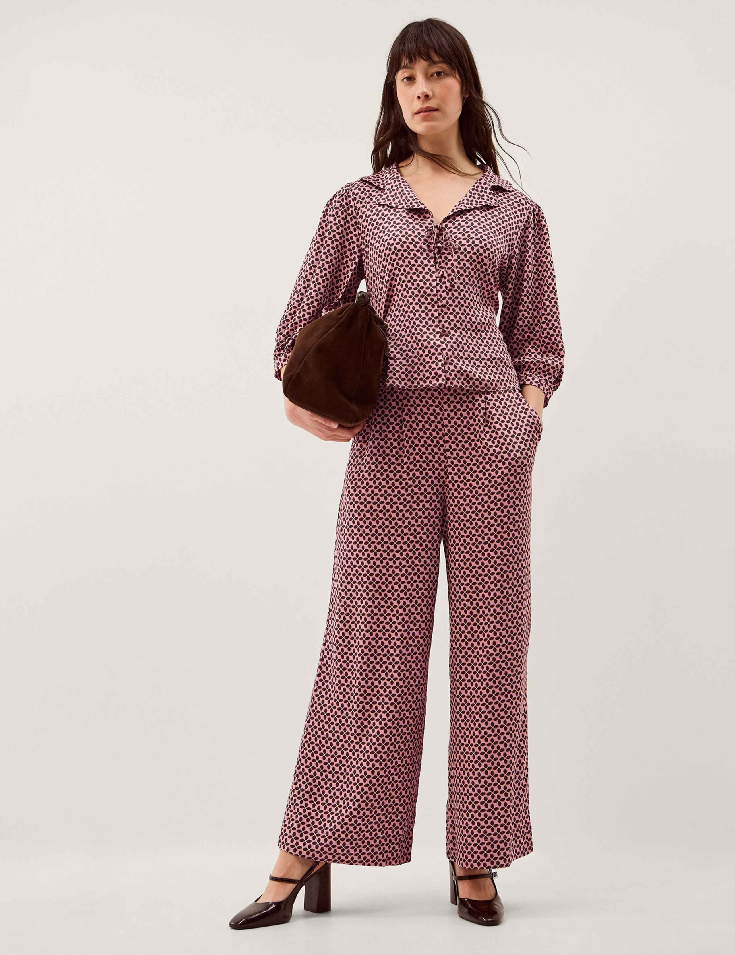 Printed Tie Detail Wide Leg Trousers 5 of 5