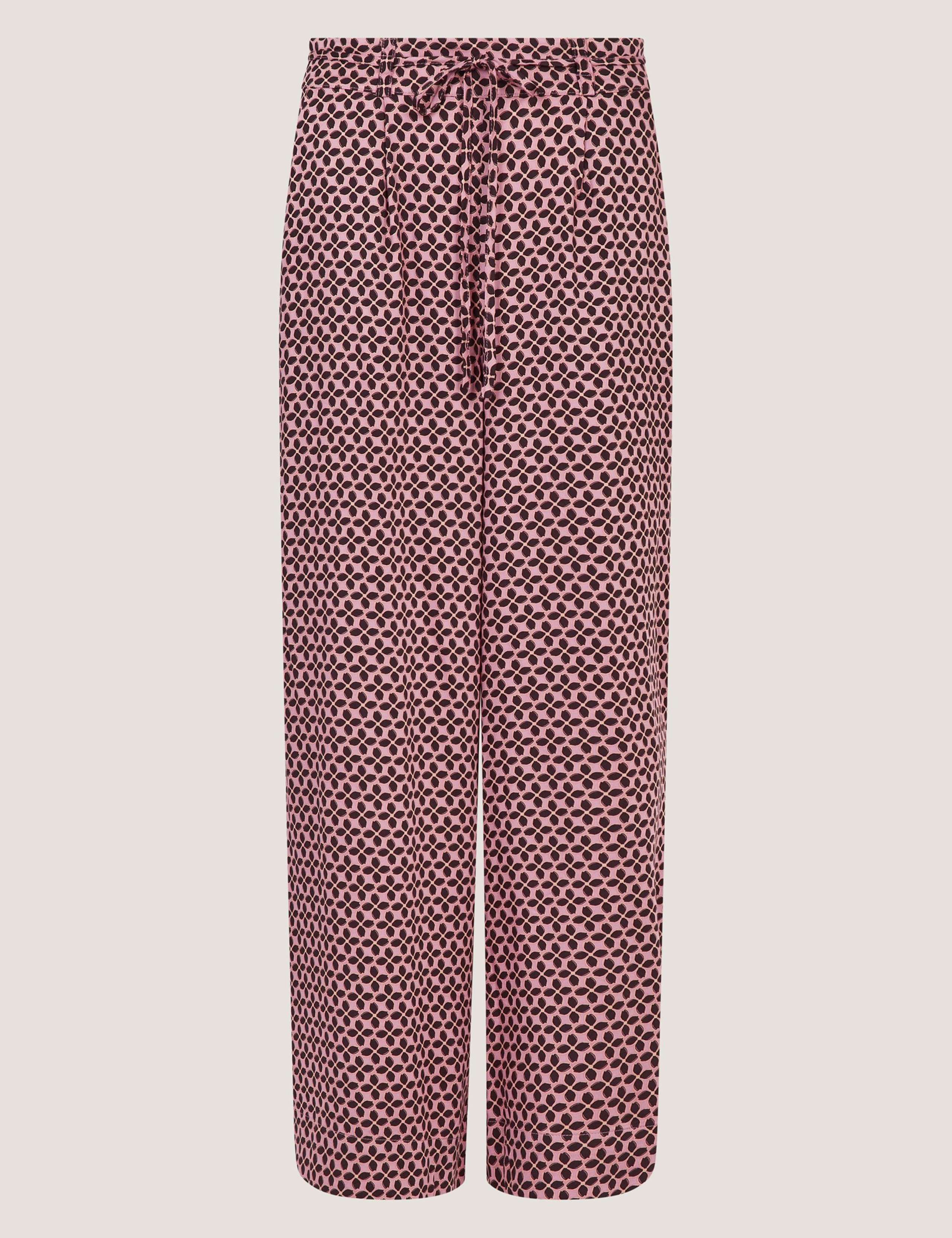 Printed Tie Detail Wide Leg Trousers 1 of 5