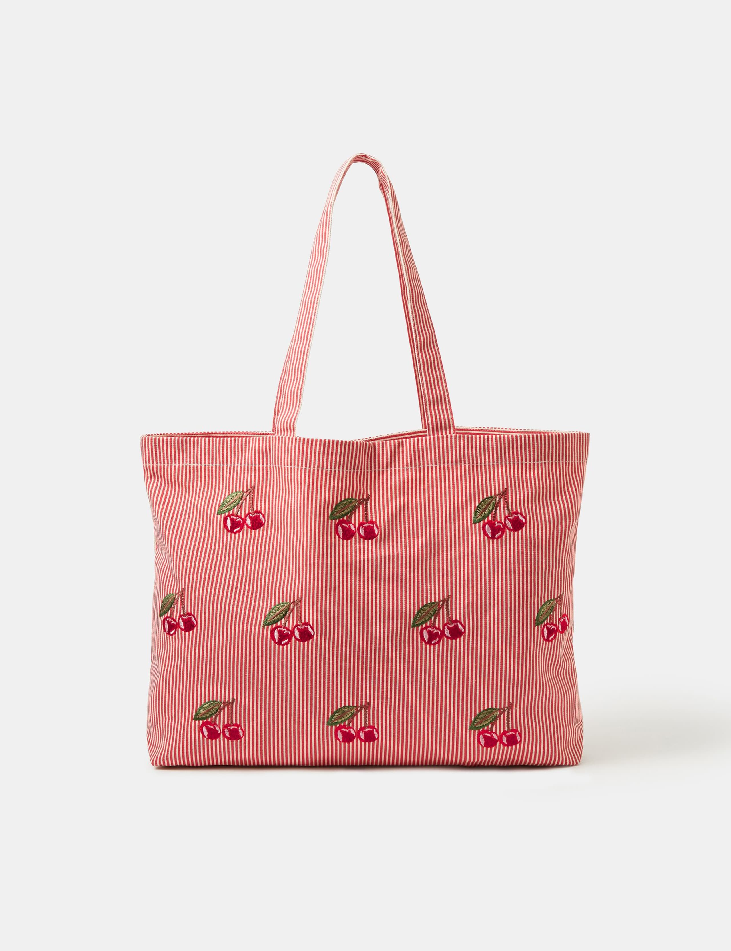 Pure Cotton Striped Cherry Tote Bag 2 of 5