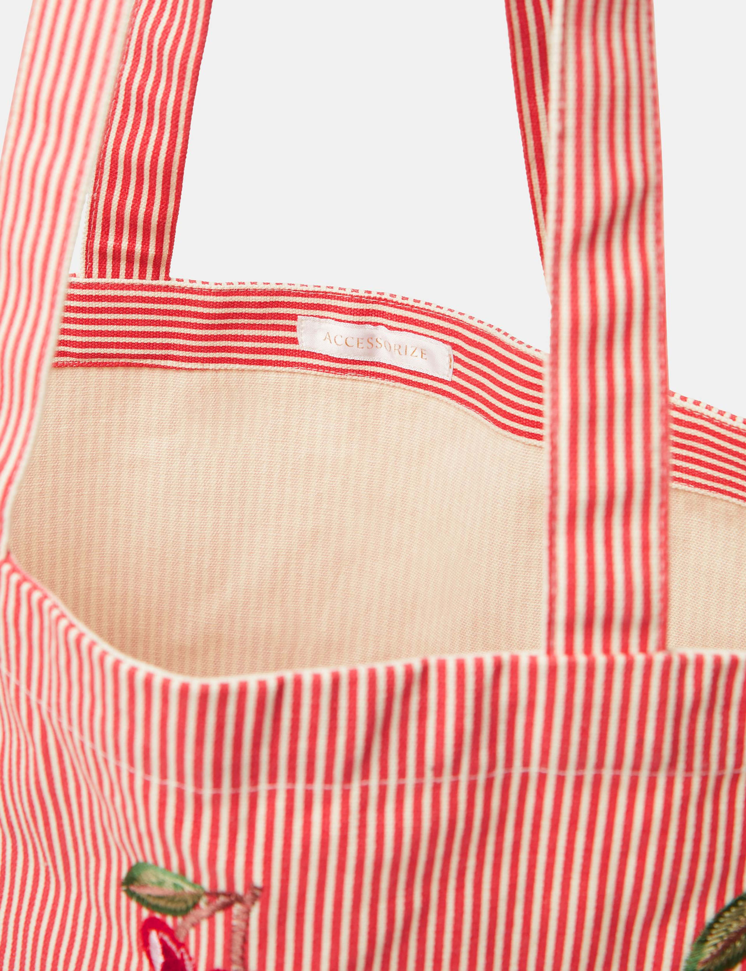 Pure Cotton Striped Cherry Tote Bag 3 of 5