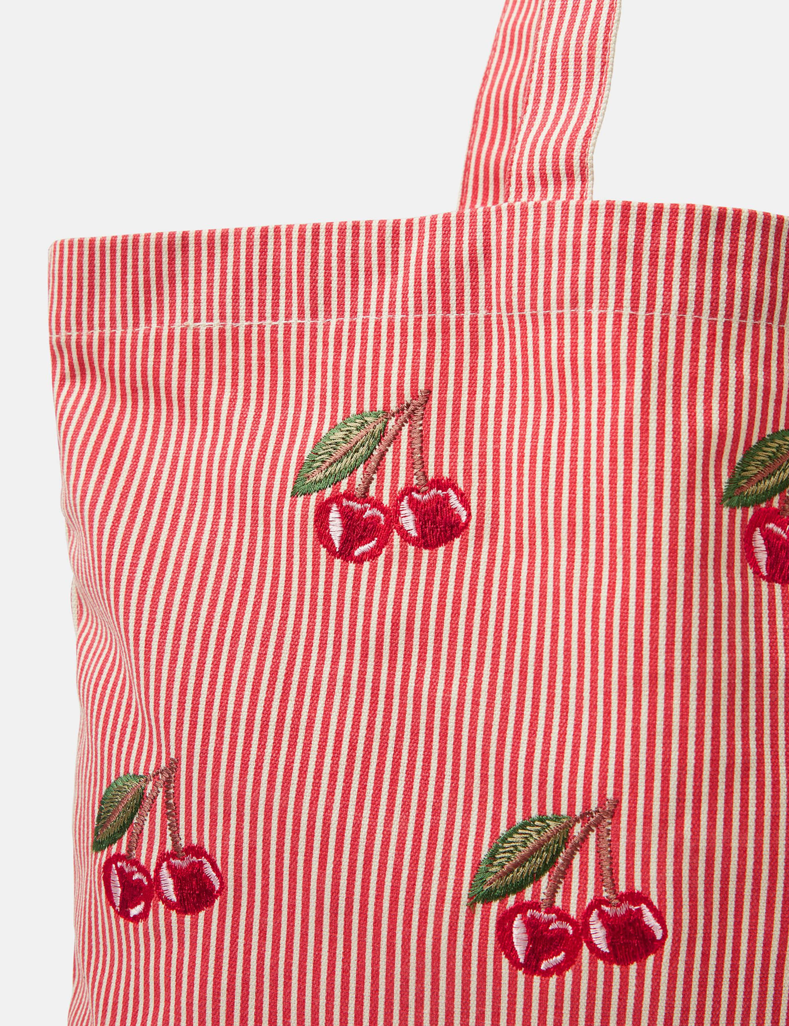 Pure Cotton Striped Cherry Tote Bag 4 of 5