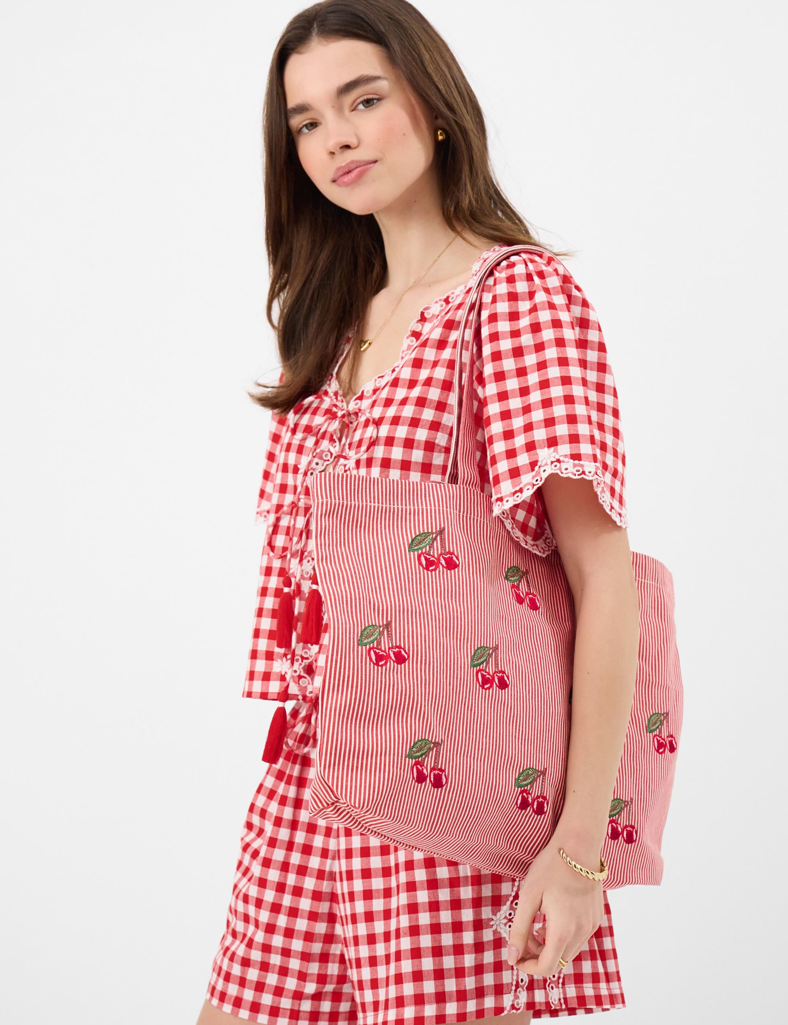 Pure Cotton Striped Cherry Tote Bag 5 of 5