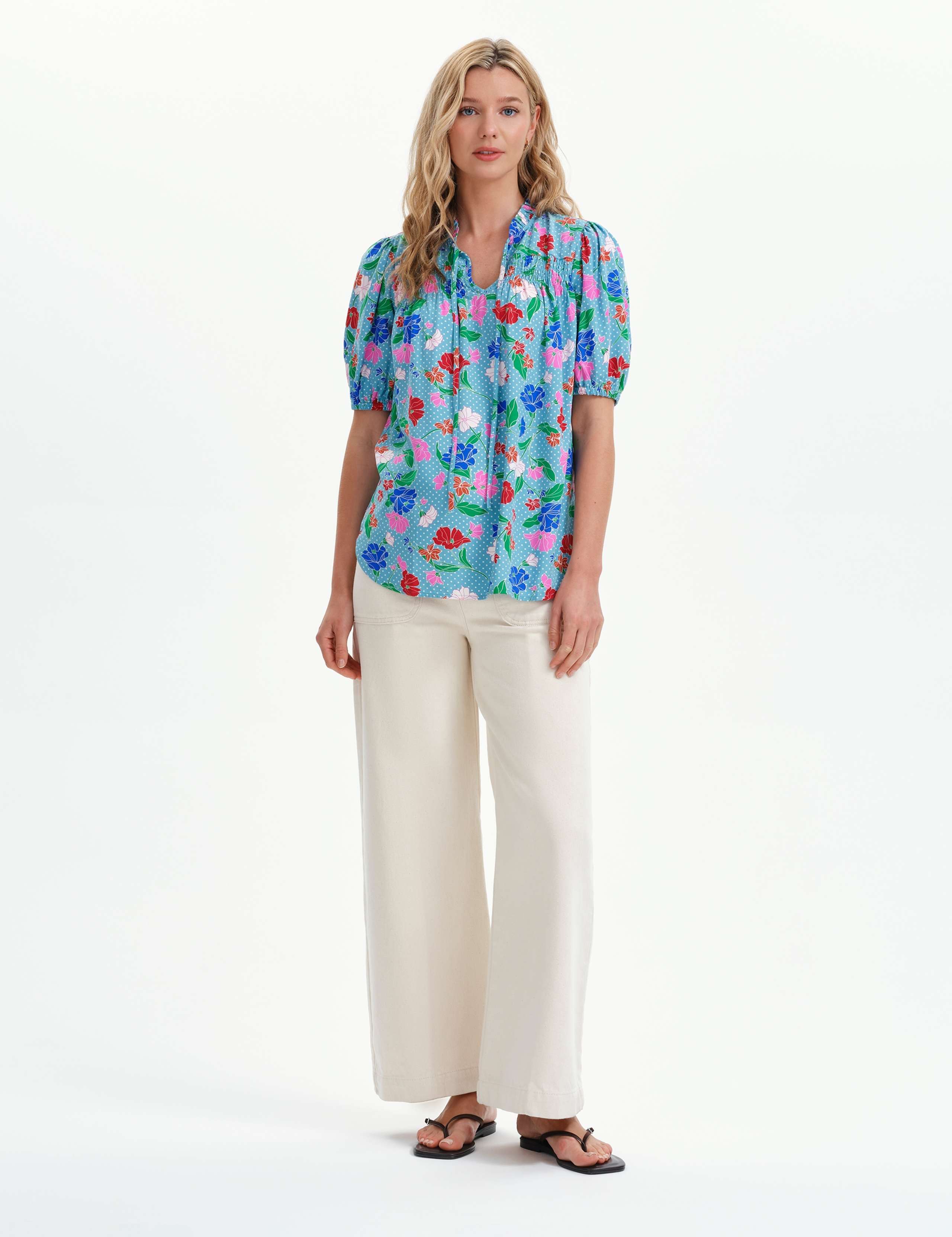 Floral Tie Neck Top 2 of 6