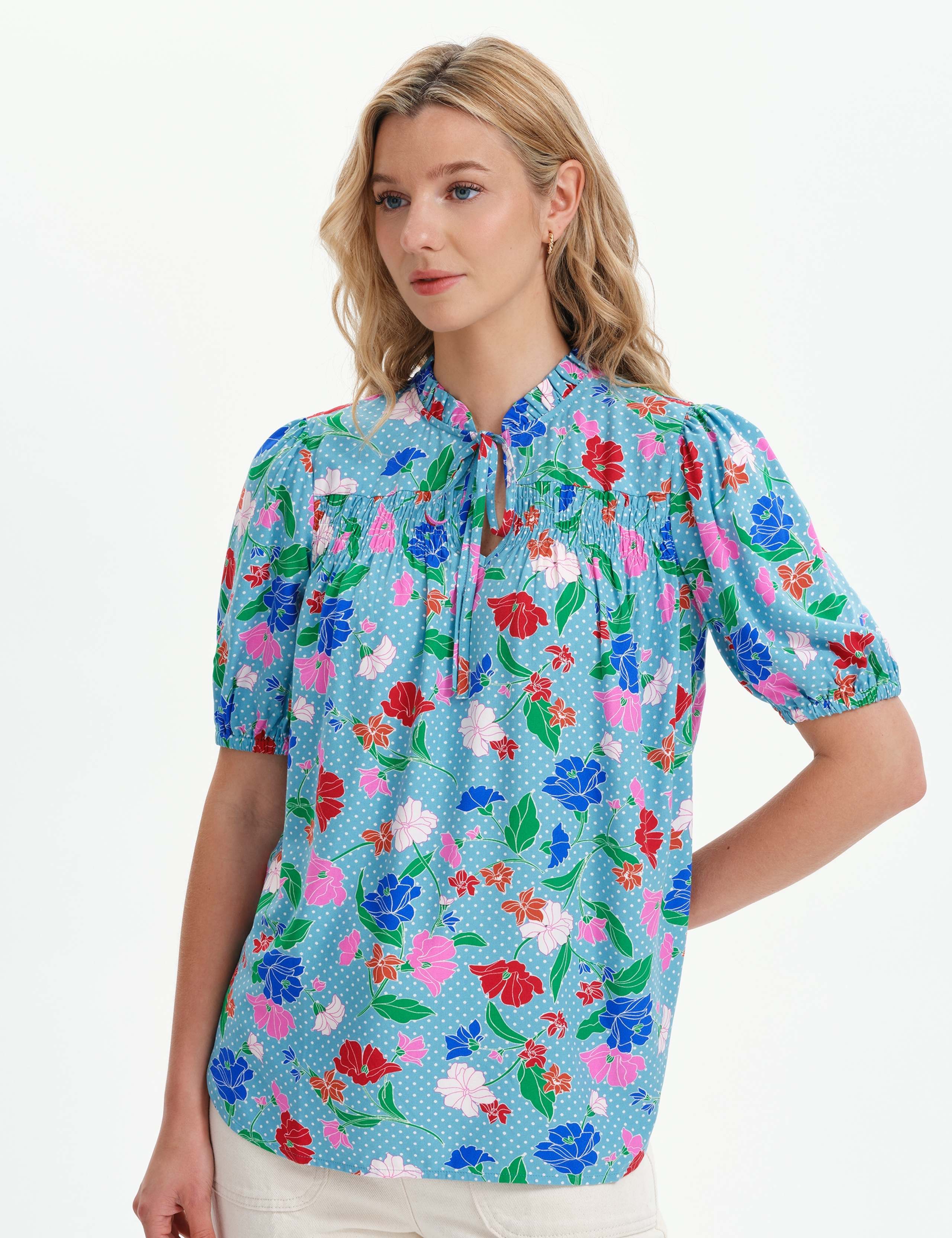 Floral Tie Neck Top 4 of 6
