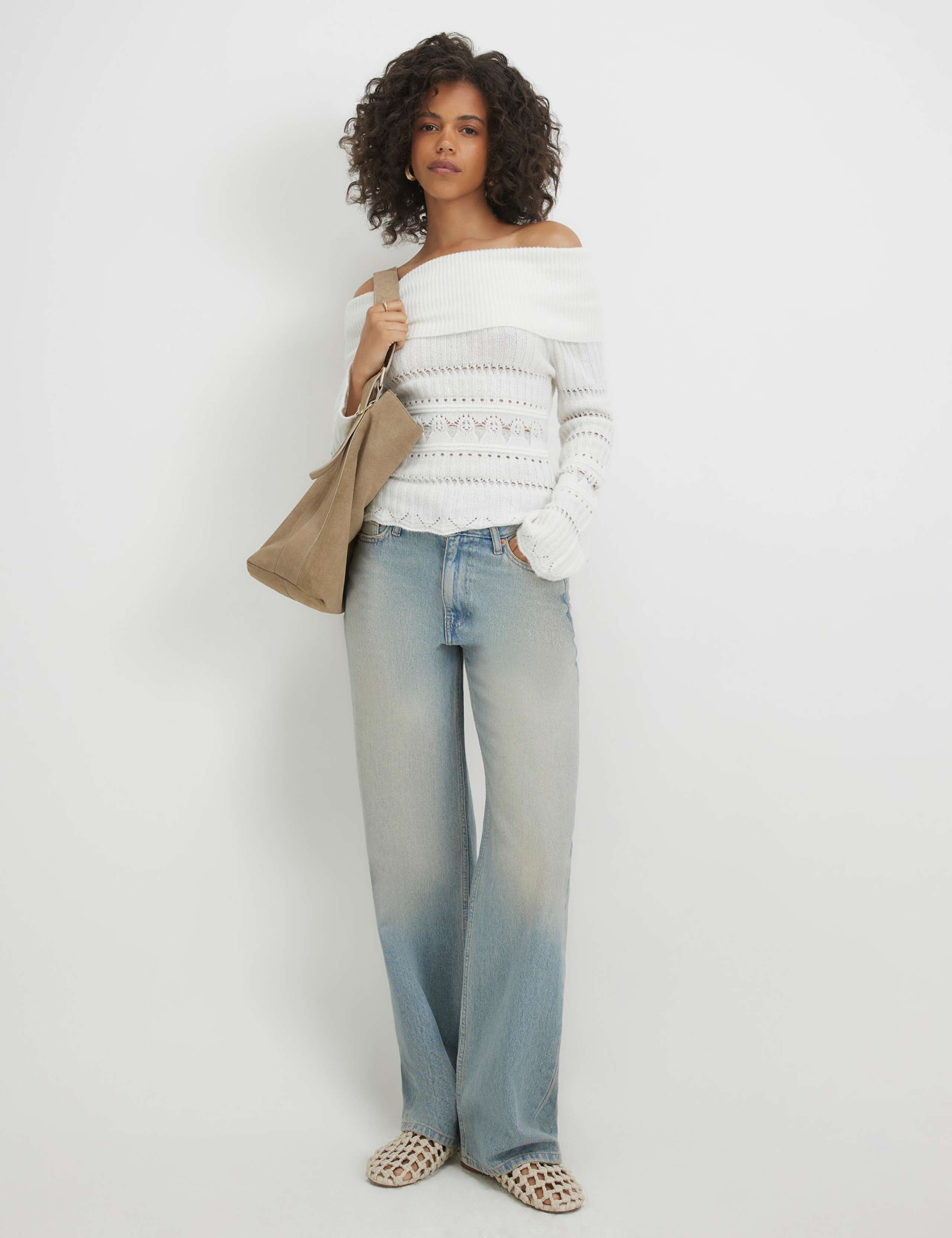 Pure Cotton Pointelle Bardot Jumper 6 of 6