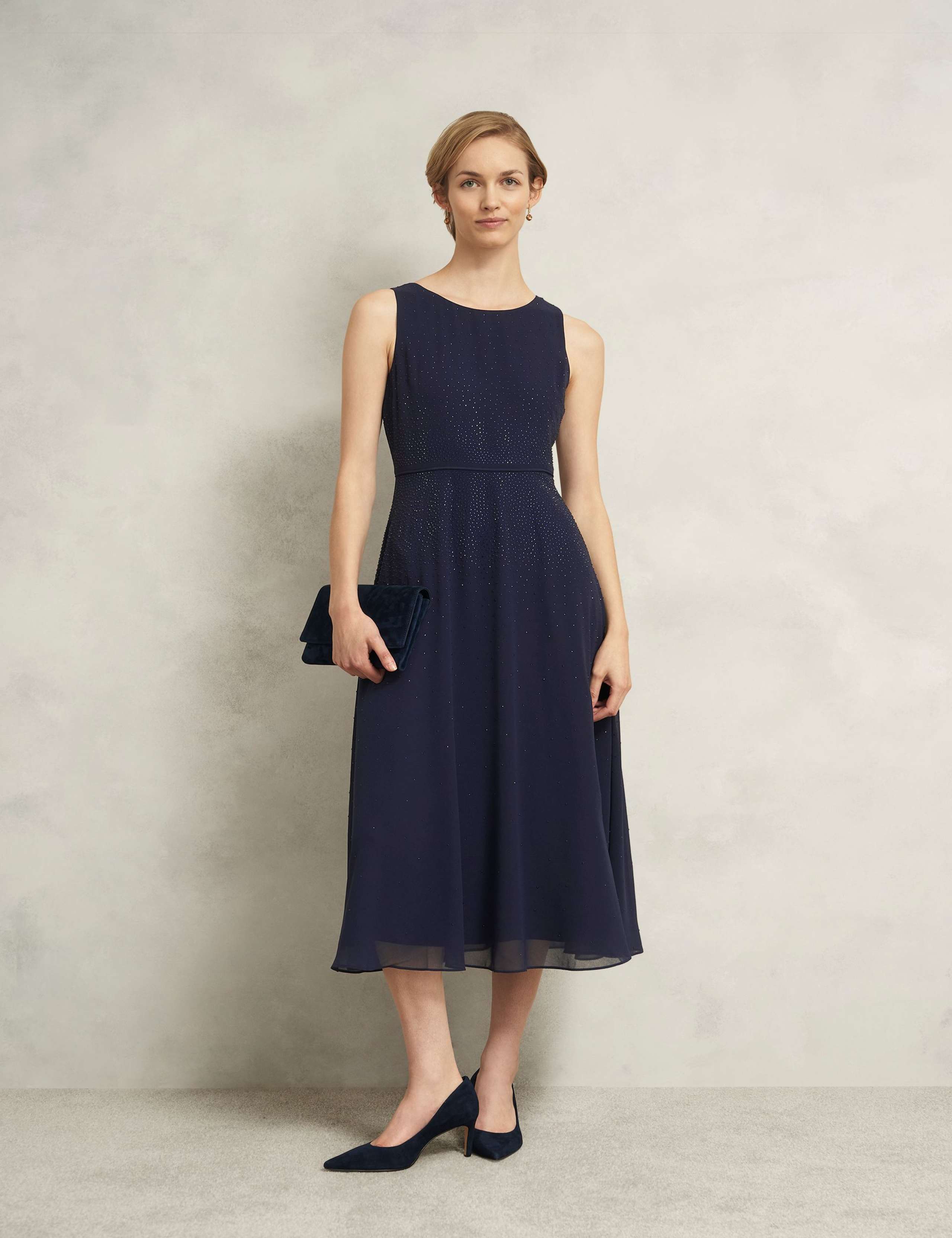 Round Neck Sparkly Midi Skater Dress 3 of 6